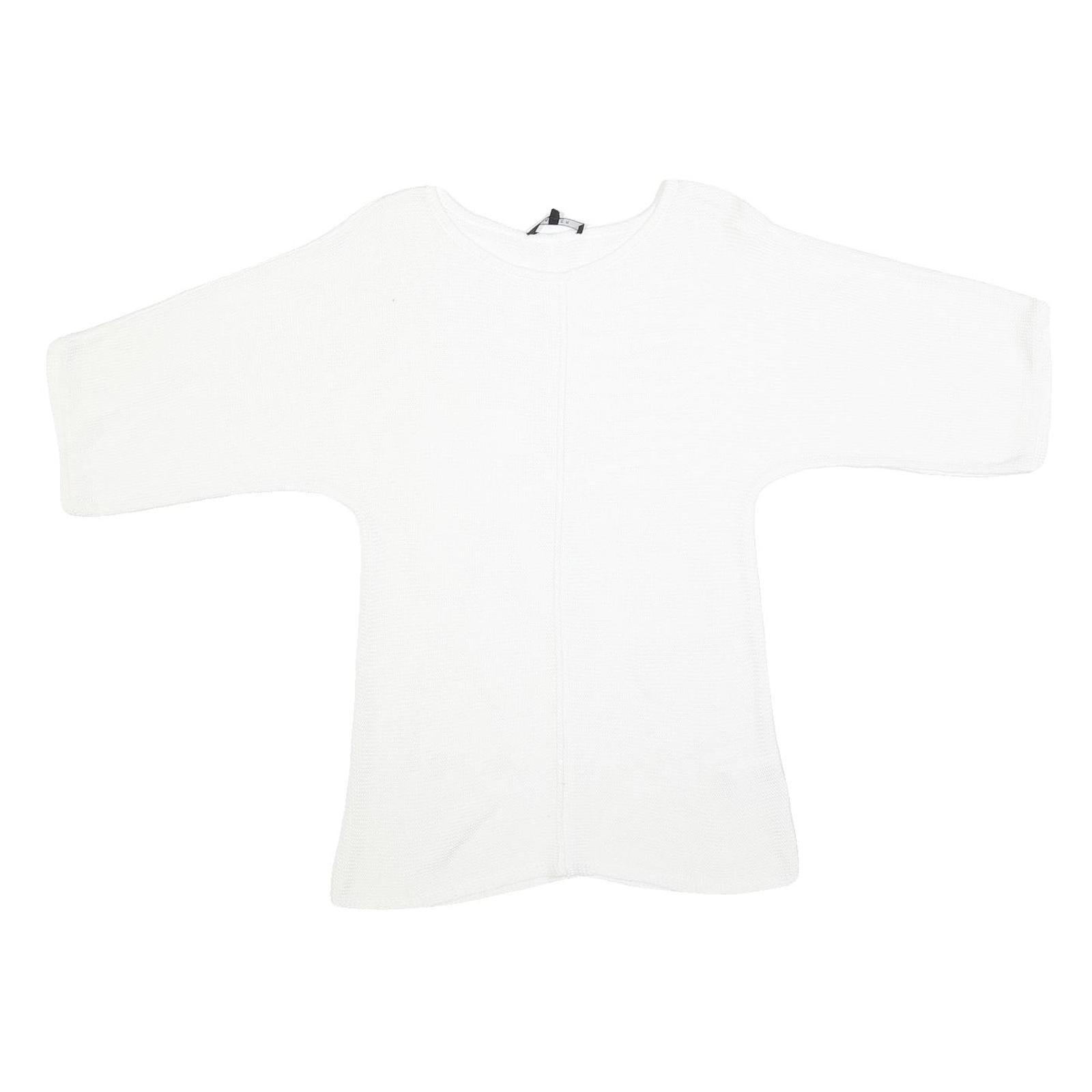 JAEGER Womens White Basic Cotton Top 3/4 Sleeve Round Neck M Casual Refurbished - N/A refurbished available on Cerqular