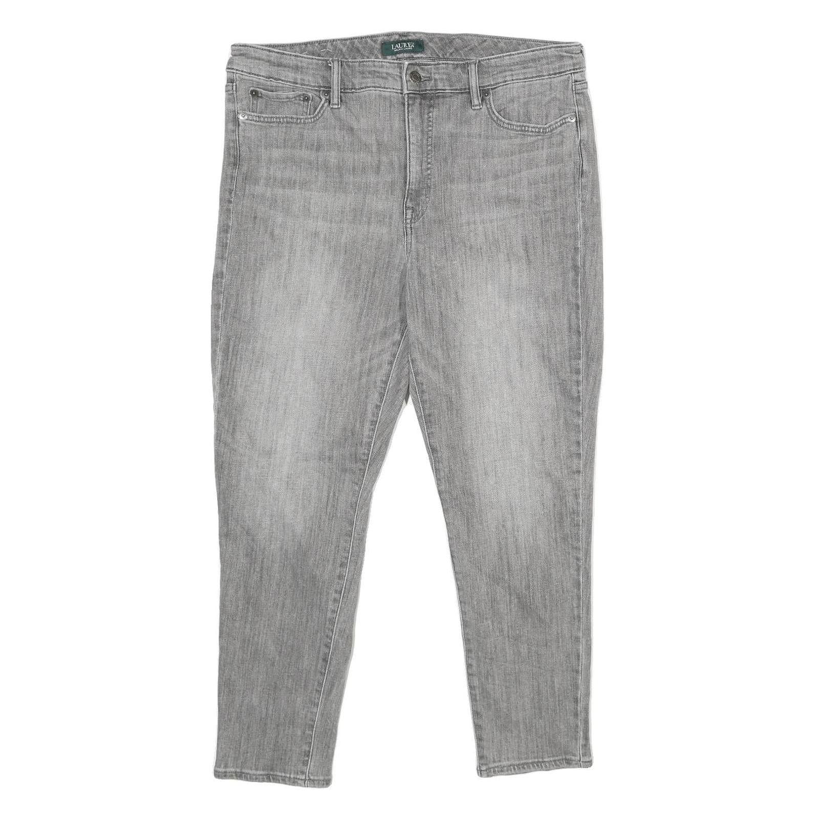LAUREN RALPH LAUREN Womens Grey Regular Fit Straight Denim Jeans W34 L26 Zip Refurbished - N/A refurbished available on Cerqular