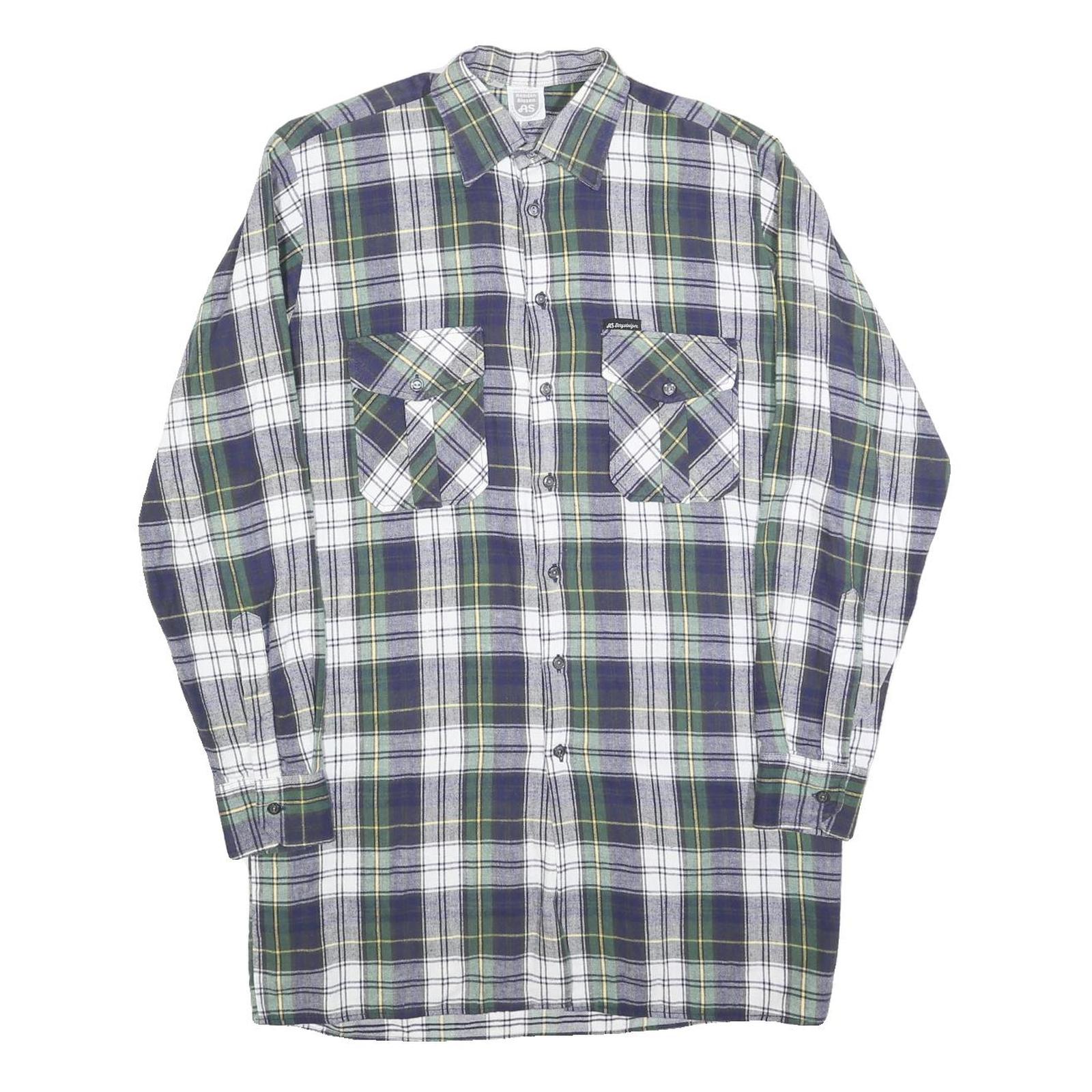 AS Mens Blue Green White Check Shirt M Long Sleeve Cotton Blend Casual Refurbished - N/A refurbished available on Cerqular