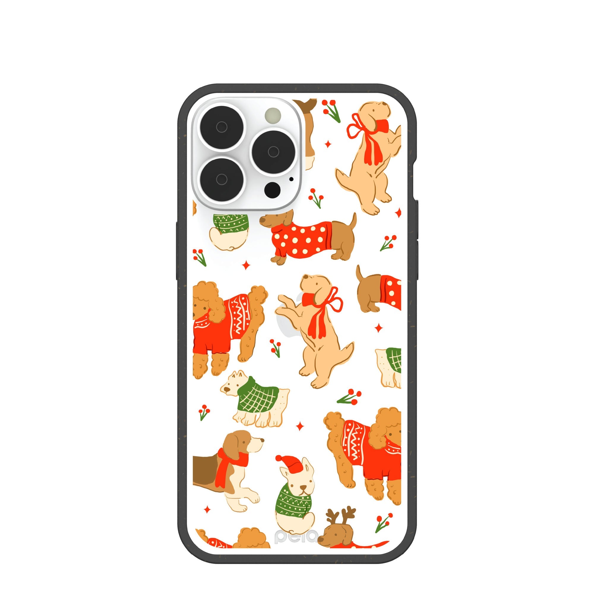 Clear Jolly Doggos iPhone 13 Pro Max Case With Black Ridge Refurbished - Pela Case refurbished available on Cerqular
