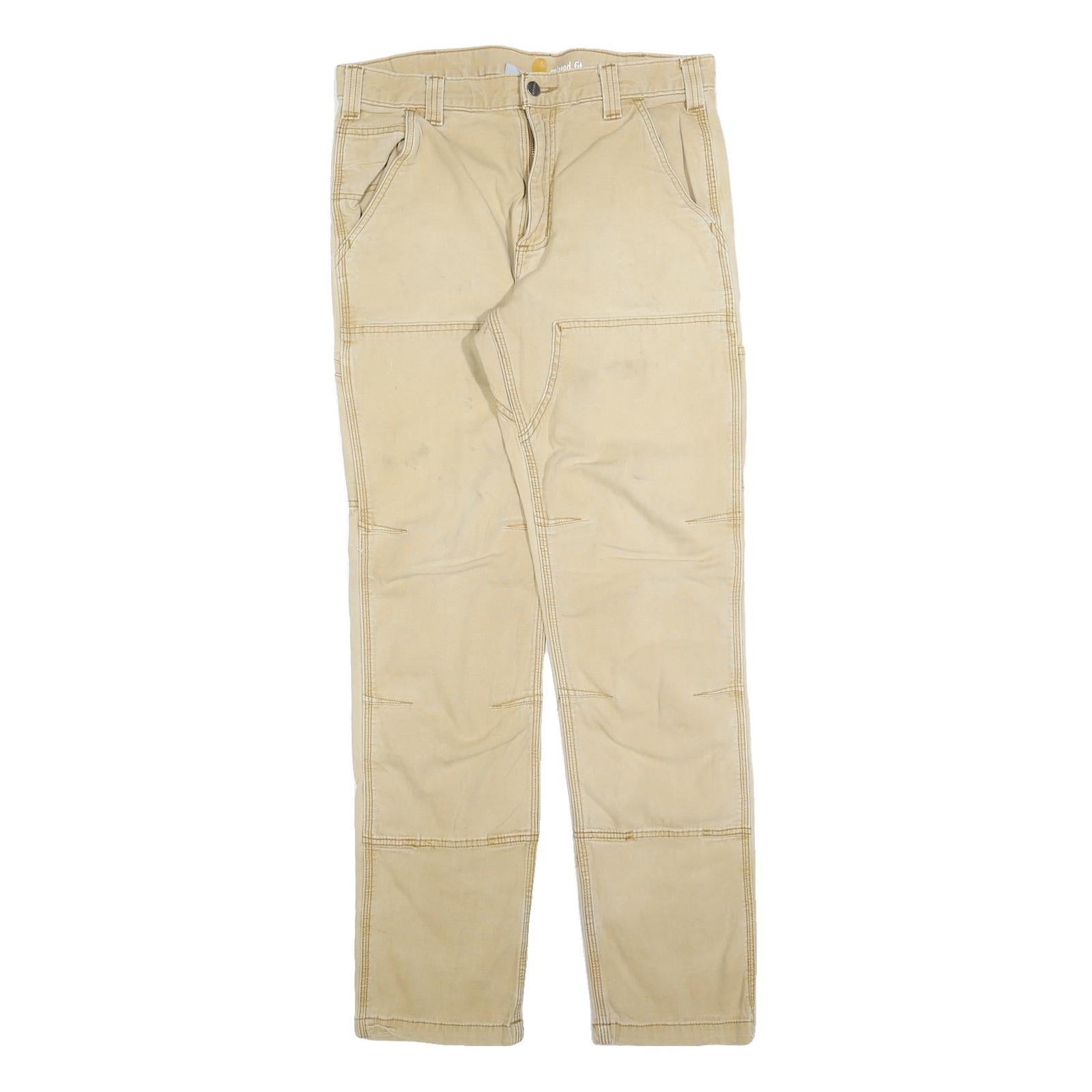CARHARTT Mens Cotton Blend Beige Relaxed Straight Trousers W32 L34 Workwear Refurbished - N/A refurbished available on Cerqular