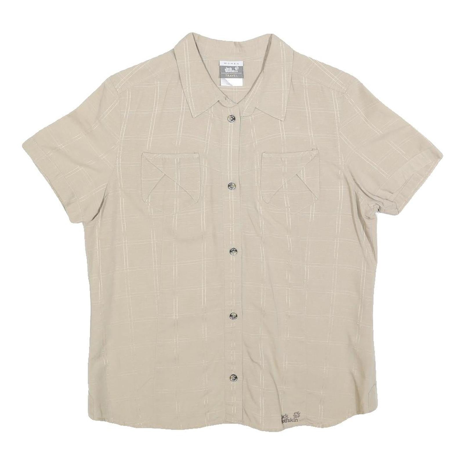 JACK WOLFSKIN Womens Beige Travel Shirt L Lightweight Cotton Blend Summer Refurbished - N/A refurbished available on Cerqular