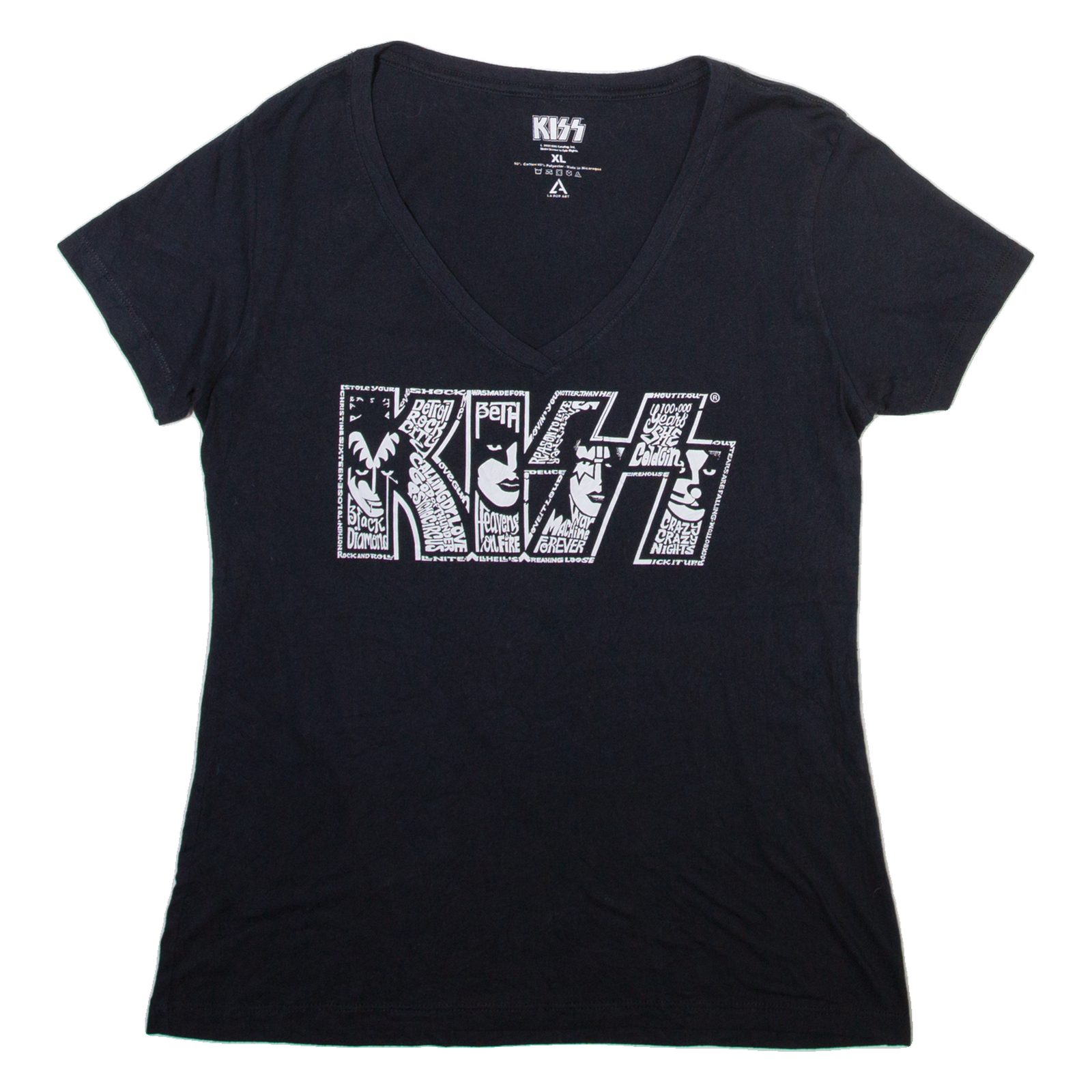 KISS Womens Band T-Shirt Black V-Neck XL Refurbished - N/A refurbished available on Cerqular