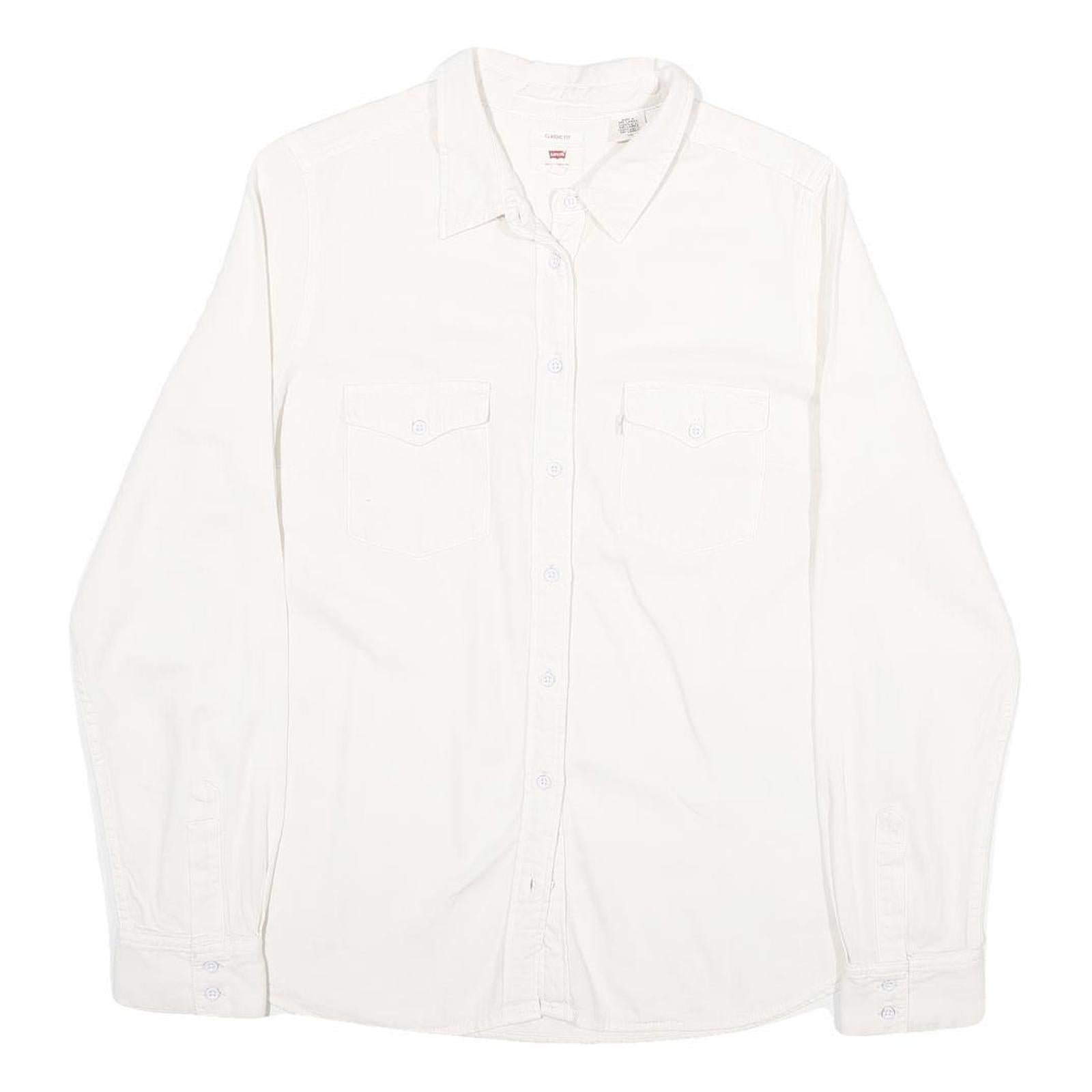 Buy LEVI'S Womens White & Cream Cotton Blend Shirt L Casual Classic Button Up Refurbished - $29.89 LEVI'S Womens White & Cream Cotton Blend Shirt L Casual Classic Button Up Refurbished - N/A refurbished available on Cerqular