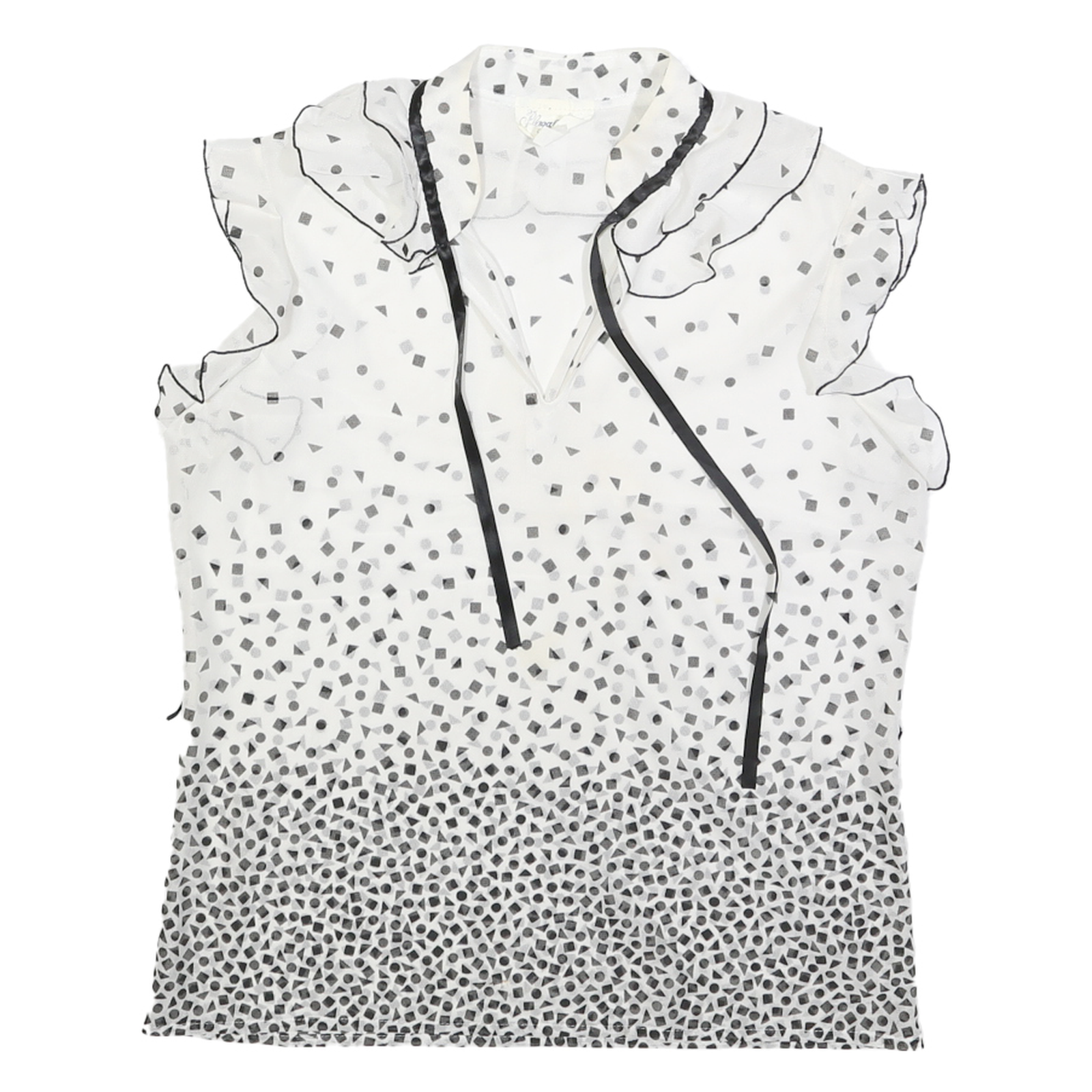 Buy Womens White & Black Printed Sleeveless Ruffle Neck Top Size L Lightweight Refurbished - $16.89 Womens White & Black Printed Sleeveless Ruffle Neck Top Size L Lightweight Refurbished - N/A refurbished available on Cerqular