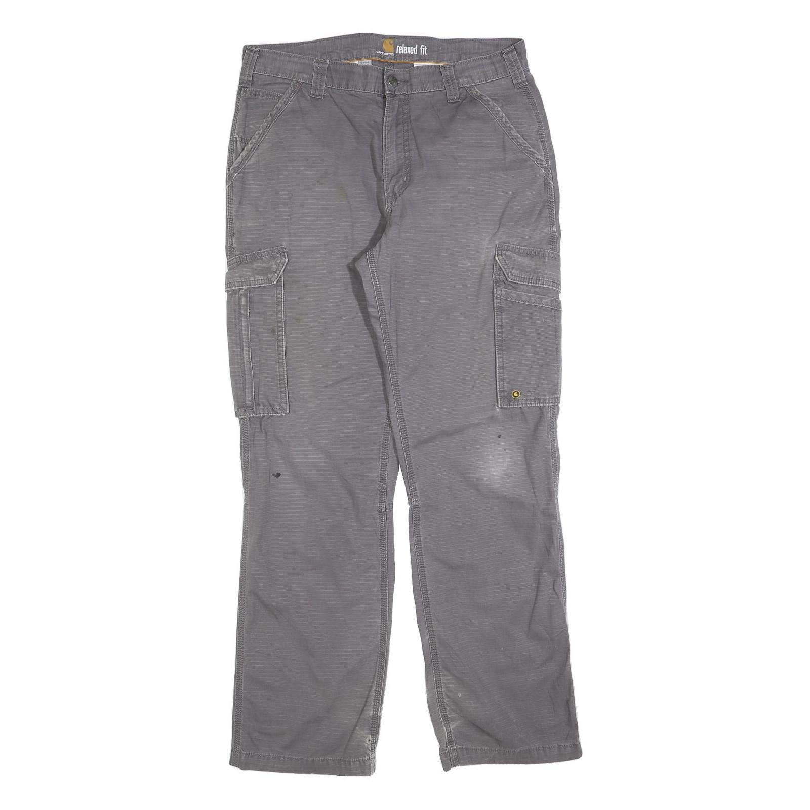 CARHARTT Mens Cotton Blend Grey Relaxed Cargo Work Trousers W34 L34 Durable Fit Refurbished - N/A refurbished available on Cerqular