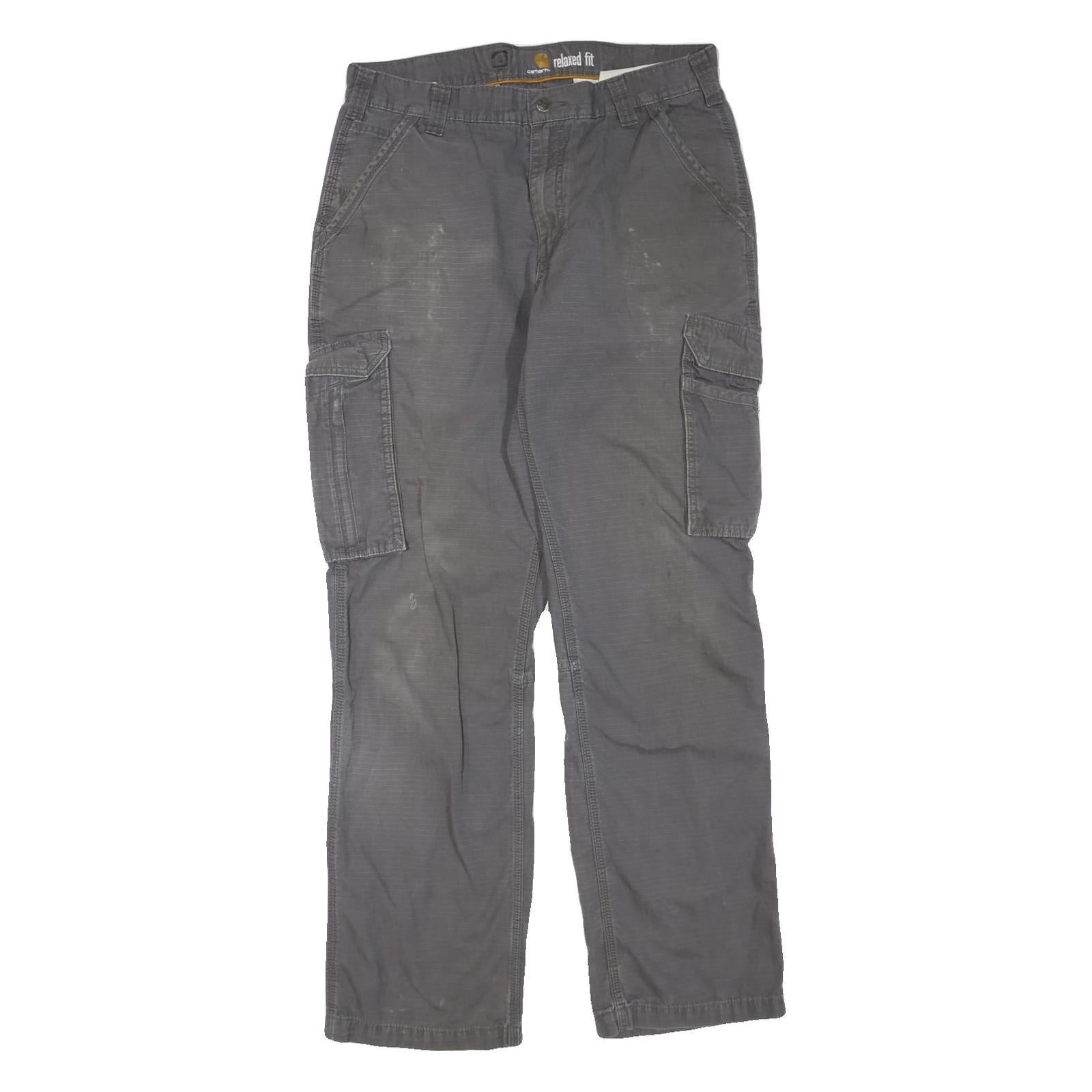 CARHARTT Mens Cotton Blend Grey Regular Cargo Trousers W36 L34 Workwear Utility Refurbished - N/A refurbished available on Cerqular