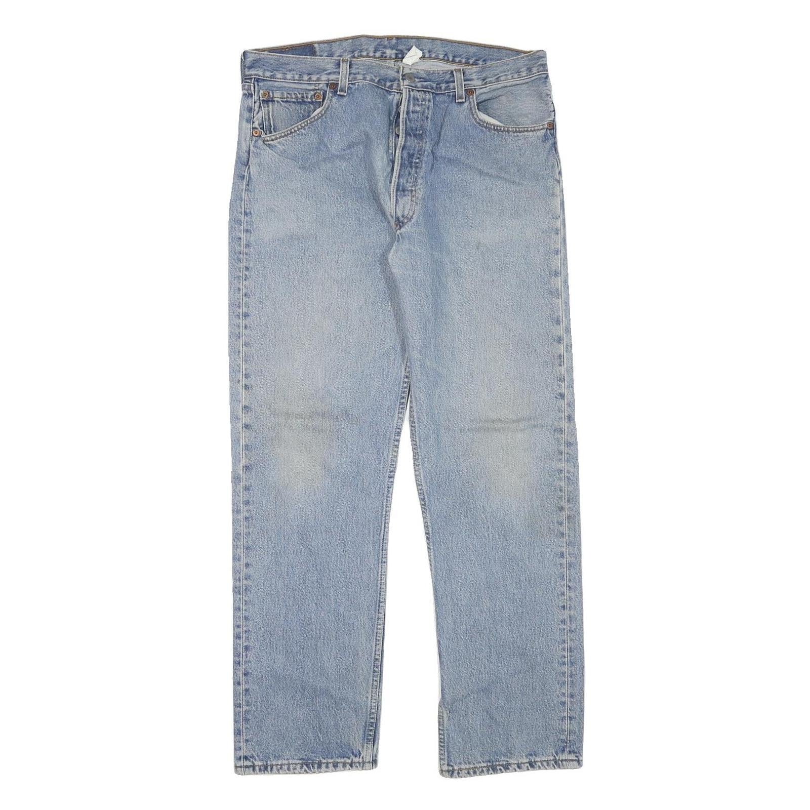 LEVI'S 501 Mens Jeans Blue Regular Straight Denim Medium W34 L31 Classic Button Refurbished - N/A refurbished available on Cerqular