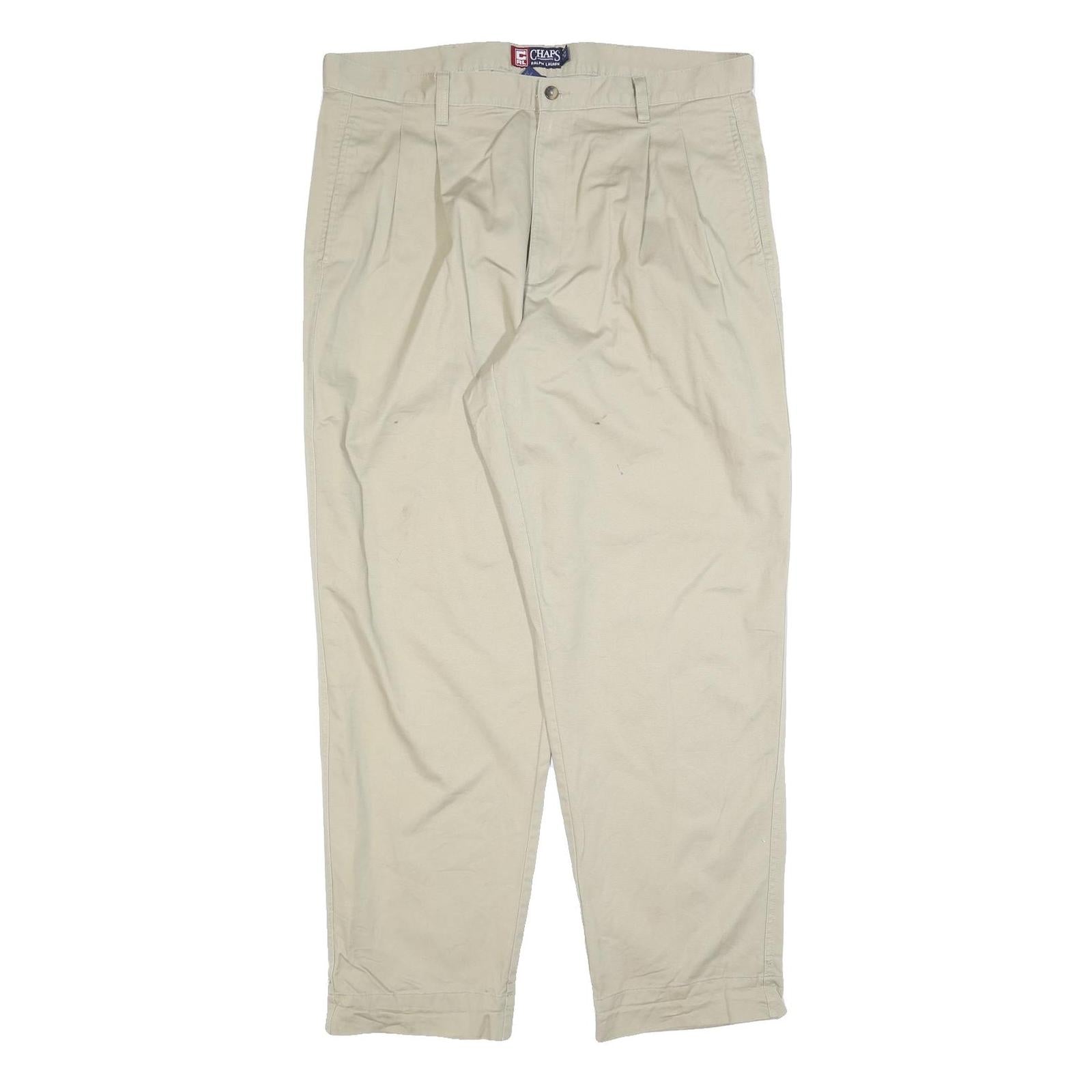 CHAPS RALPH LAUREN Mens Cotton Blend Beige Regular Fit Straight Leg Trousers W38 Refurbished - N/A refurbished available on Cerqular