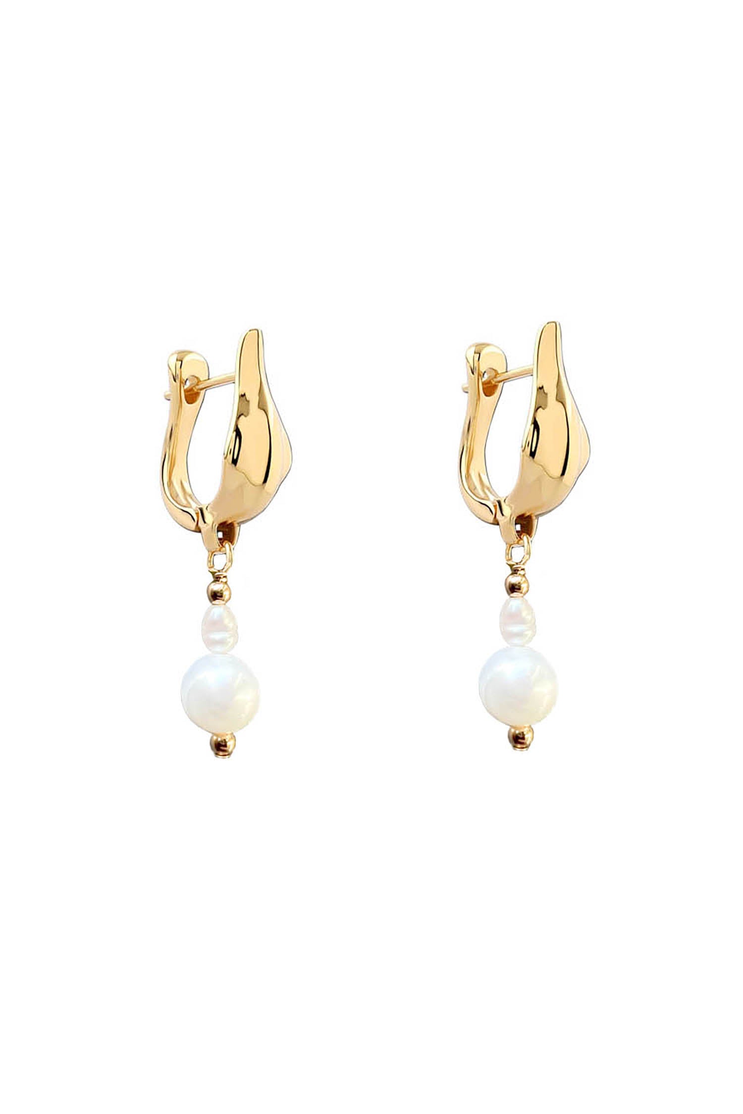 Selene Pearl Huggie Gold | Size: 1.25 inch Refurbished - N/A (There is no well-known brand by the name "A refurbished available on Cerqular