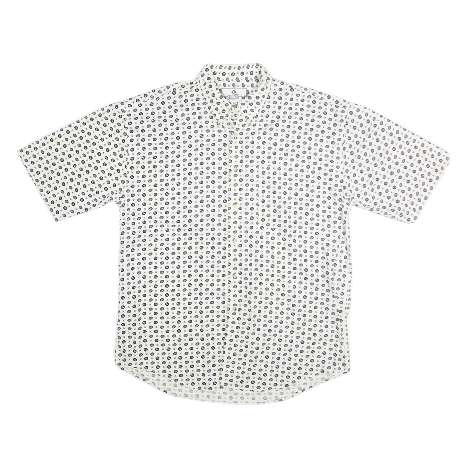 Buy CHIAMARE Mens White & Navy Blue Printed Cotton Shirt L Button-Down Short Sleeve Refurbished - $16.89 CHIAMARE Mens White & Navy Blue Printed Cotton Shirt L Button-Down Short Sleeve Refurbished - N/A refurbished available on Cerqular