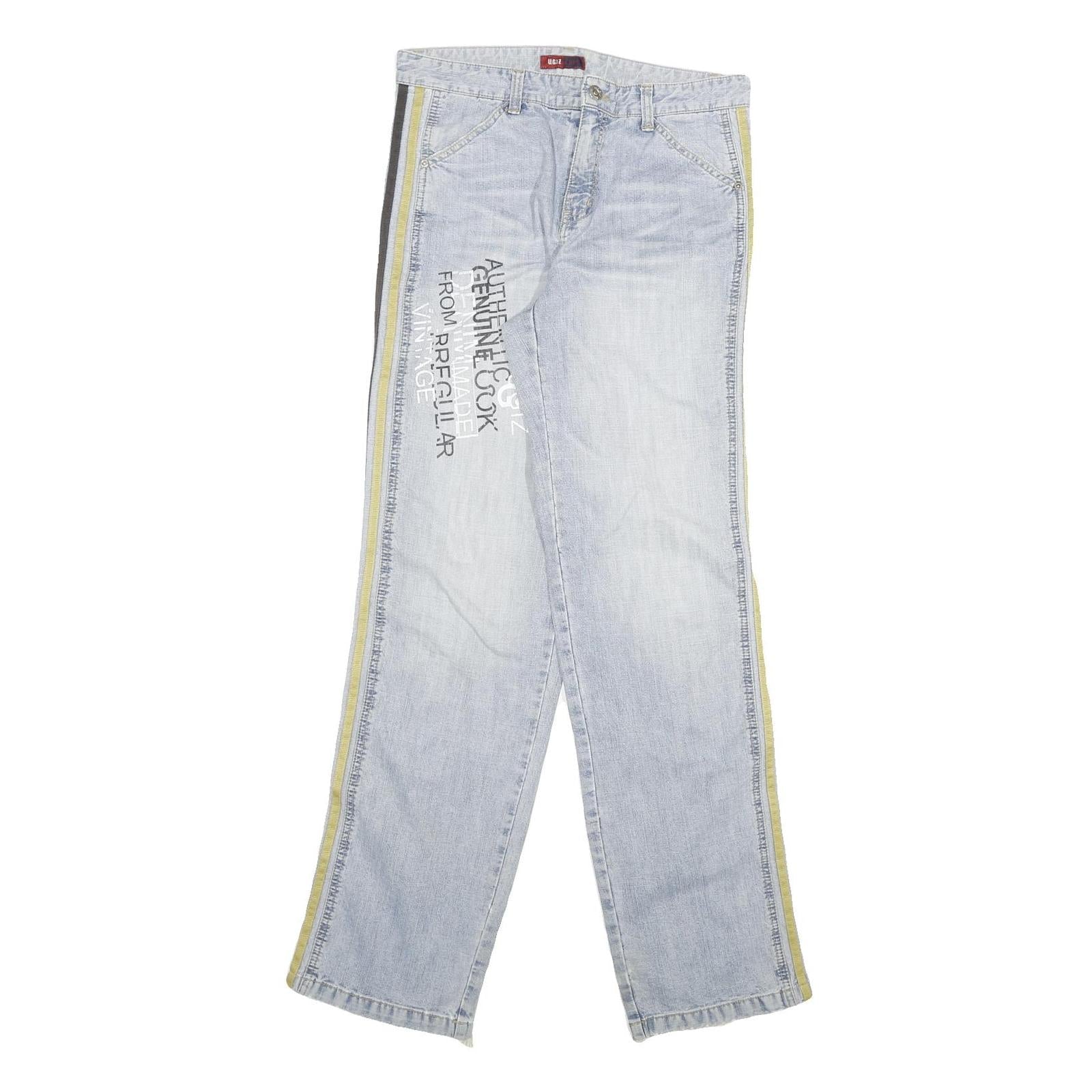 CODE Mens Regular Fit Straight Leg Denim Light Blue W30 L34 Text Print Cotton Refurbished - N/A refurbished available on Cerqular