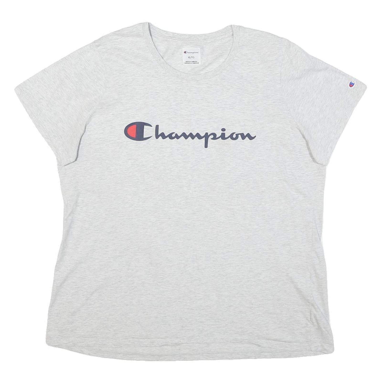 CHAMPION Womens Light Grey Graphic T-Shirt XL Short Sleeve Crew Neck Casual Refurbished - N/A refurbished available on Cerqular