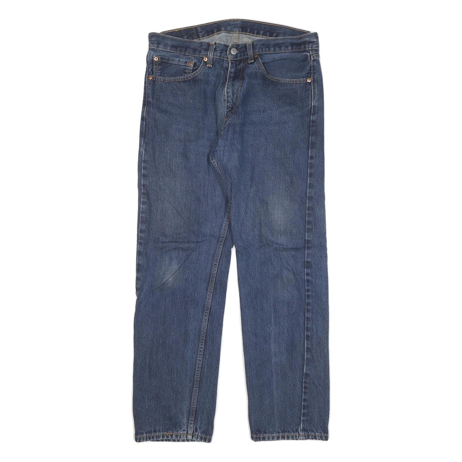 LEVI'S 505 Mens Jeans Blue Regular Straight Denim Medium W34 L32 Classic Fit Zip Refurbished - N/A refurbished available on Cerqular