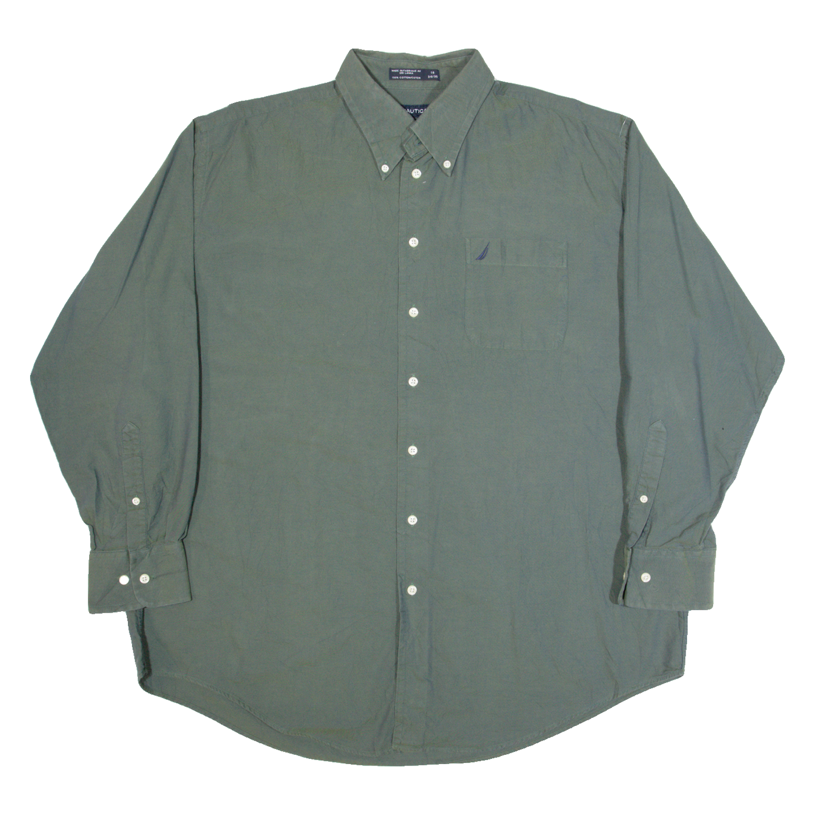 NAUTICA Oxford Mens Plain Shirt Green Long Sleeve 2XL Refurbished - N/A refurbished available on Cerqular