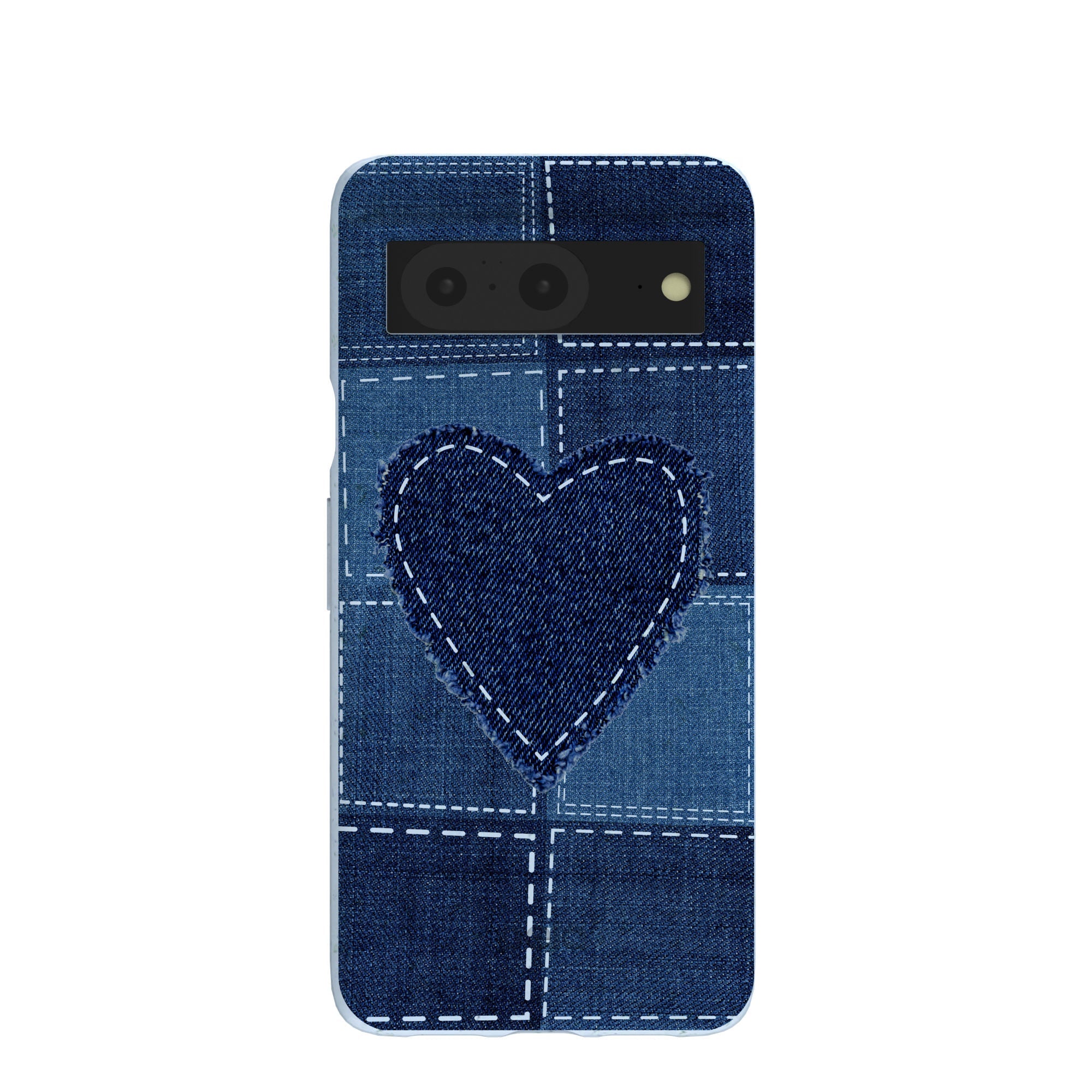 Powder Blue Denim Heart Google Pixel 8 Case Refurbished - Pela Case refurbished available on Cerqular