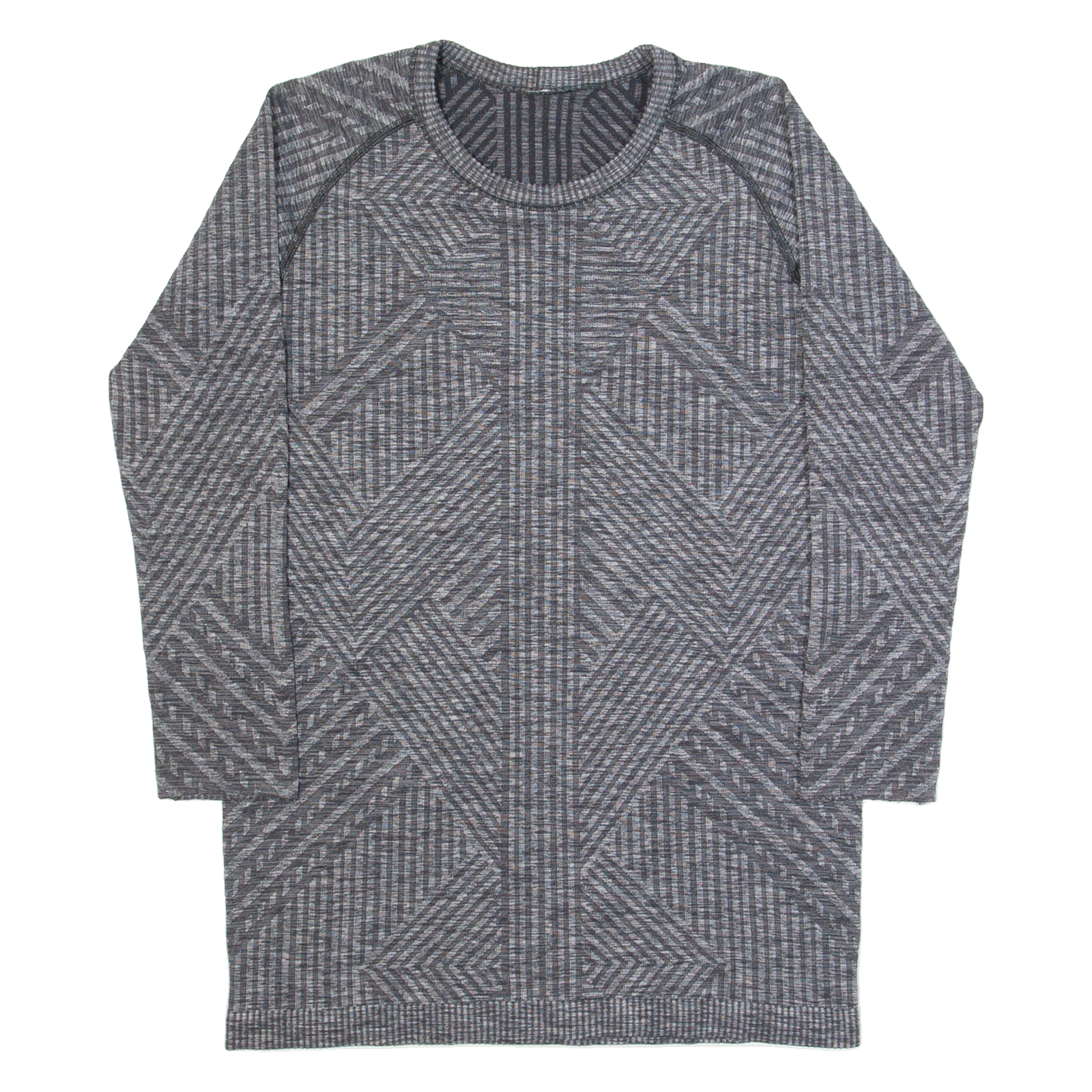 LULULEMON Womens Sports Top Grey Long Sleeve Chevron M Refurbished - N/A refurbished available on Cerqular