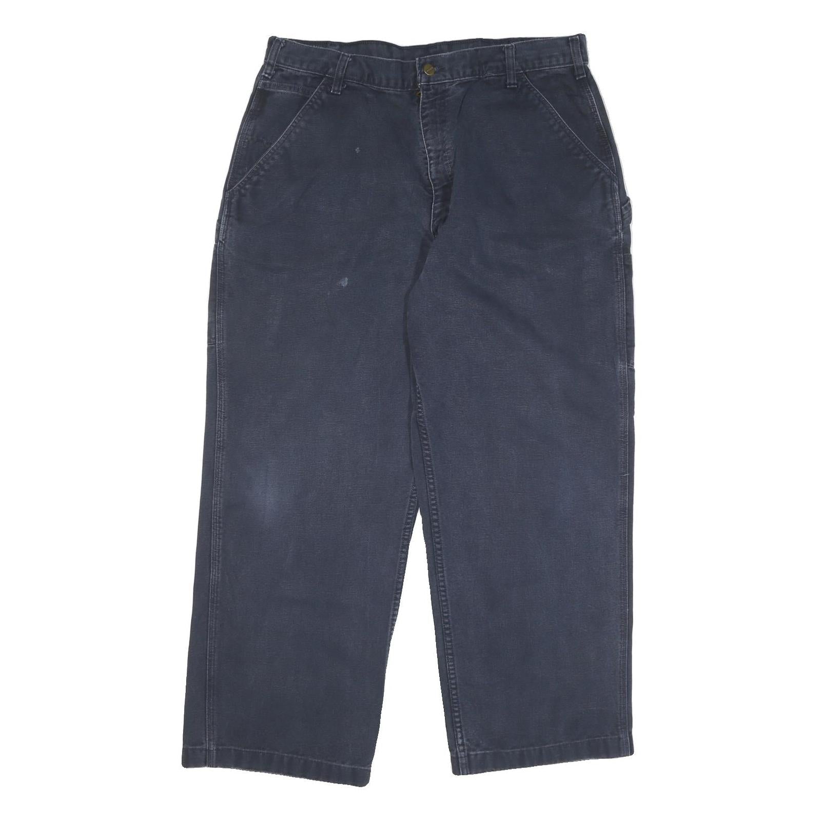 CARHARTT Mens Cotton Blend Blue Regular Straight Trousers W36 L29 Casual Refurbished - N/A refurbished available on Cerqular