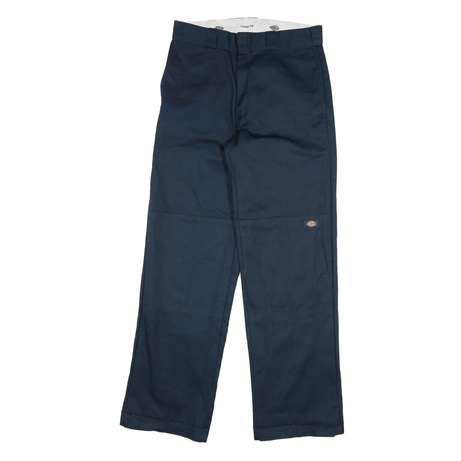 DICKIES Mens Cotton Blend Navy Loose Fit Straight Leg Trousers W32 L33 Workwear Refurbished - N/A refurbished available on Cerqular
