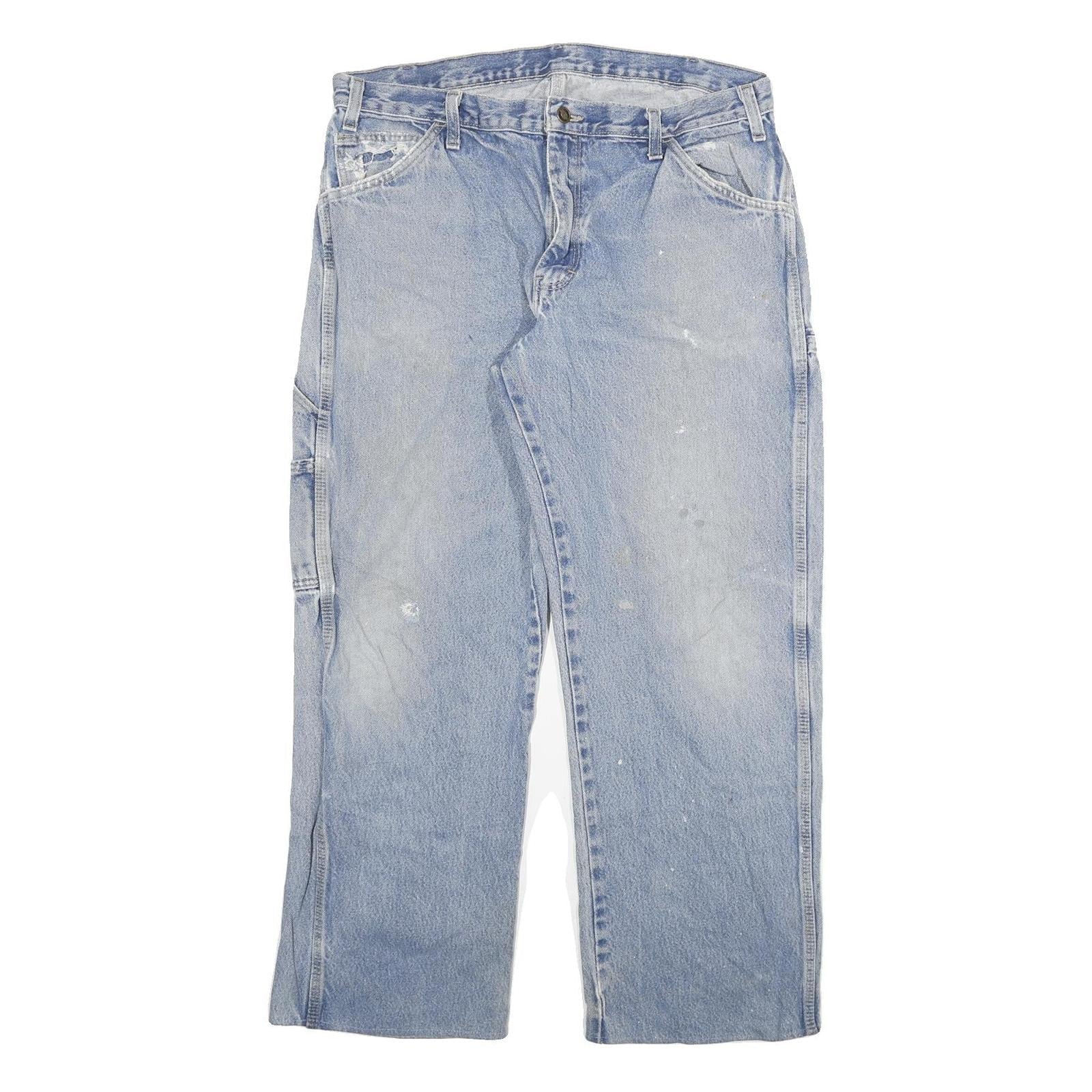 DICKIES Mens Relaxed Light Blue Denim Jeans W36 L29 Workwear Utility Pocket Zip Refurbished - N/A refurbished available on Cerqular