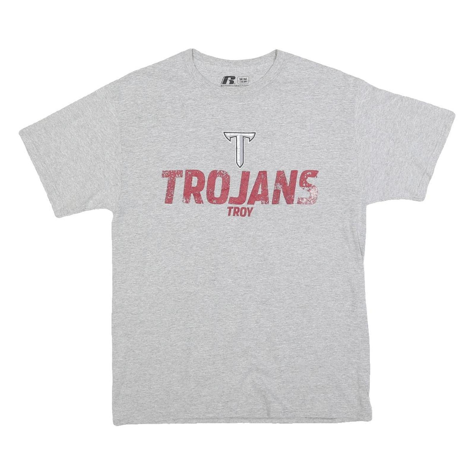 RUSSELL ATHLETIC Mens Grey Trojans Graphic T-Shirt M Crew Neck Short Sleeve Refurbished - N/A refurbished available on Cerqular