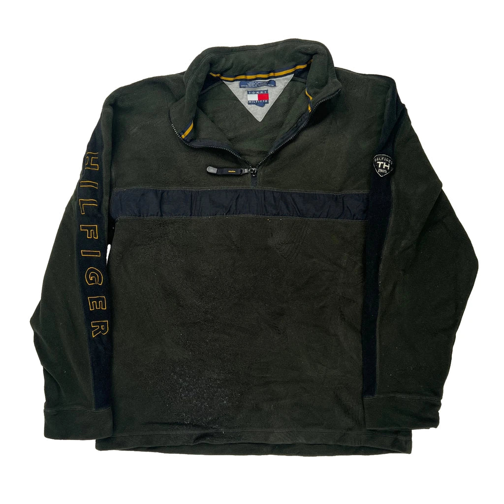 Hilfiger Spellout Tommy Hilfiger Spellout Fleece - 2XL Green Polyester Refurbished - Thrifted (note: this is a term often used to describe second- refurbished available on Cerqular