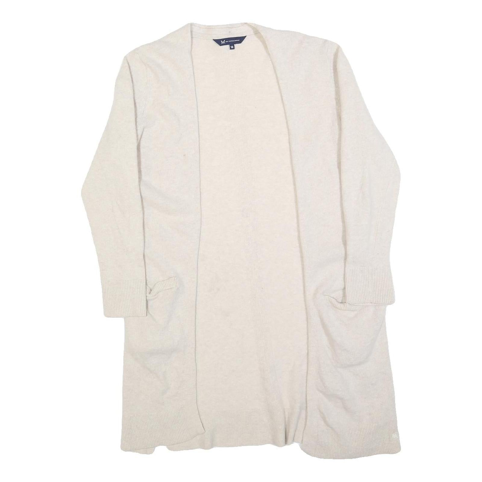 CREW CLOTHING Womens Cream Open Front Plain Crew Neck Wool Blend Jumper M Refurbished - N/A refurbished available on Cerqular