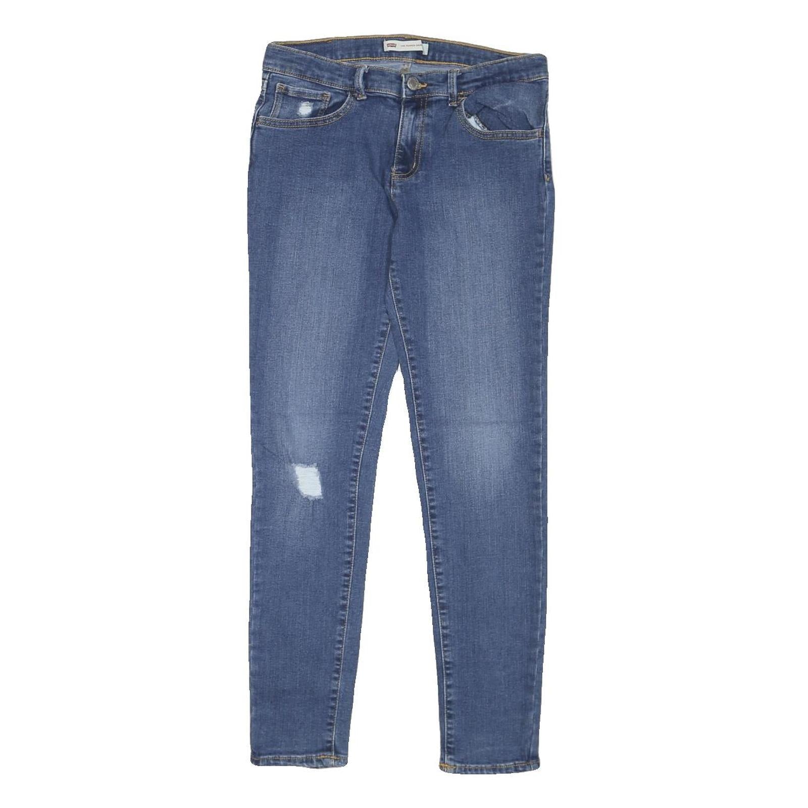 LEVI'S Womens Blue Regular Skinny Denim Medium W28 L27 Distressed Jeans Refurbished - N/A refurbished available on Cerqular