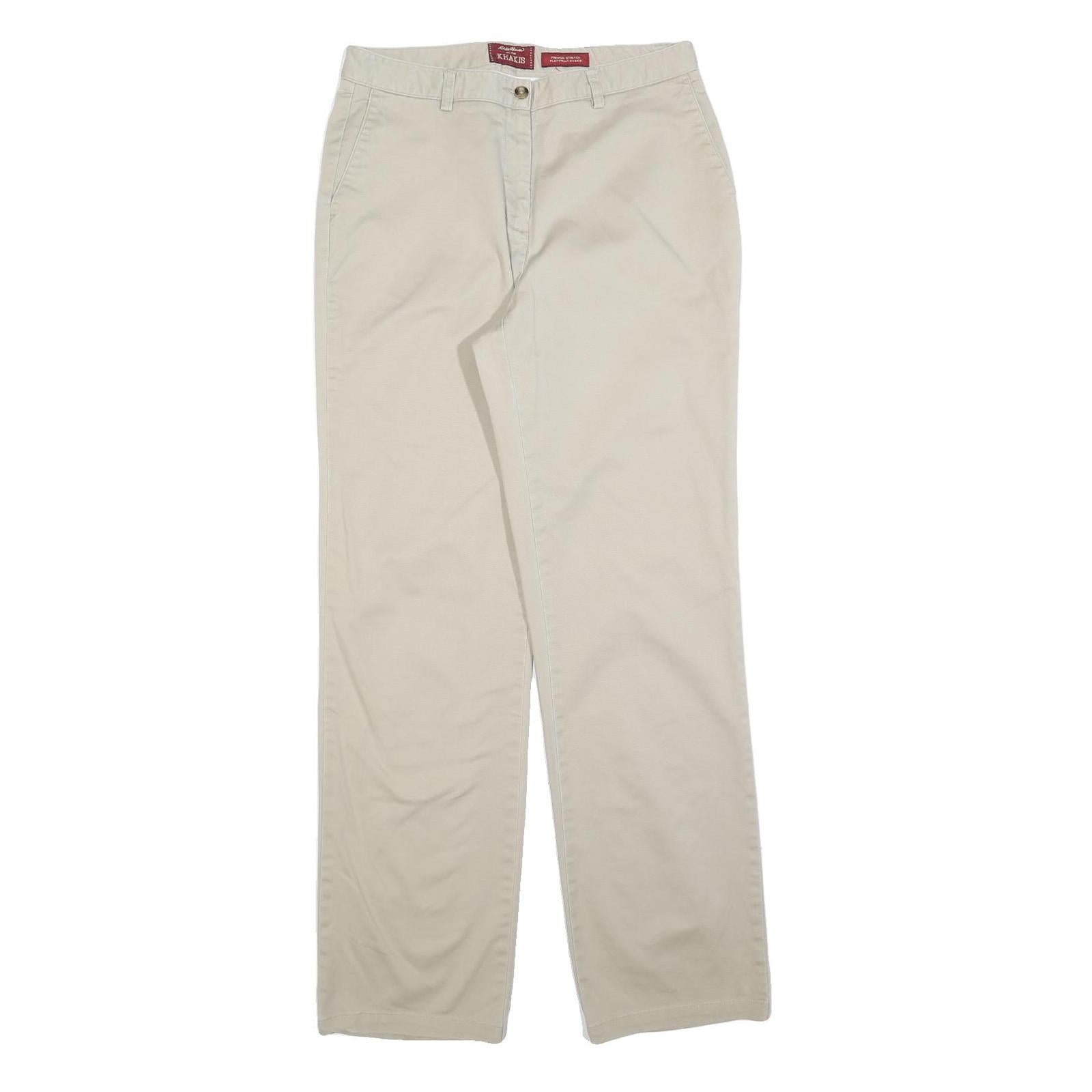 EDDIE BAUER Womens Cotton Blend Beige Regular Fit Straight Leg Trousers W30 L32 Refurbished - N/A refurbished available on Cerqular