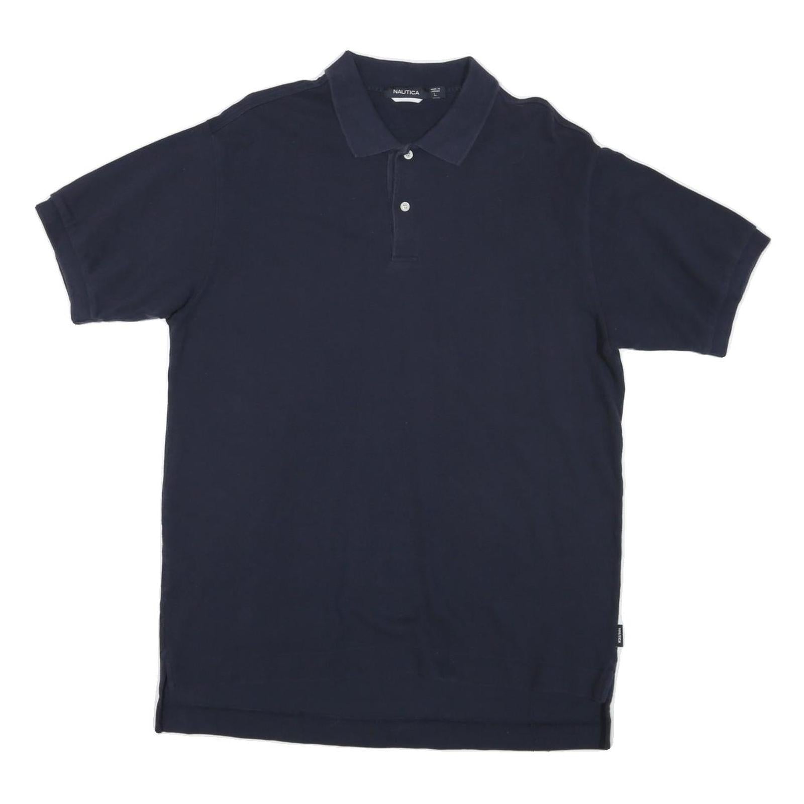 NAUTICA Mens Navy Blue Short Sleeve Plain Polo Shirt L Cotton Blend Casual Refurbished - N/A refurbished available on Cerqular