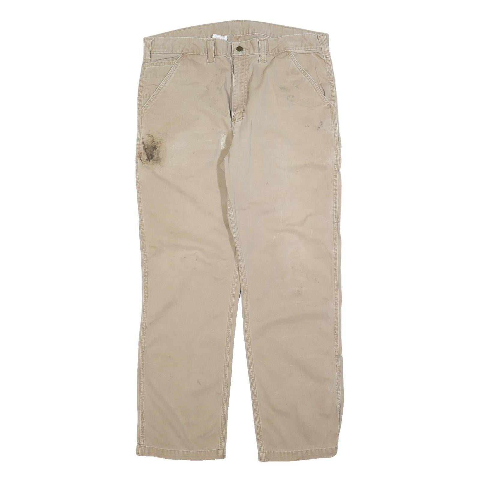 CARHARTT Mens Cotton Blend Beige Relaxed Straight Trousers W38 L32 Workwear Refurbished - N/A refurbished available on Cerqular