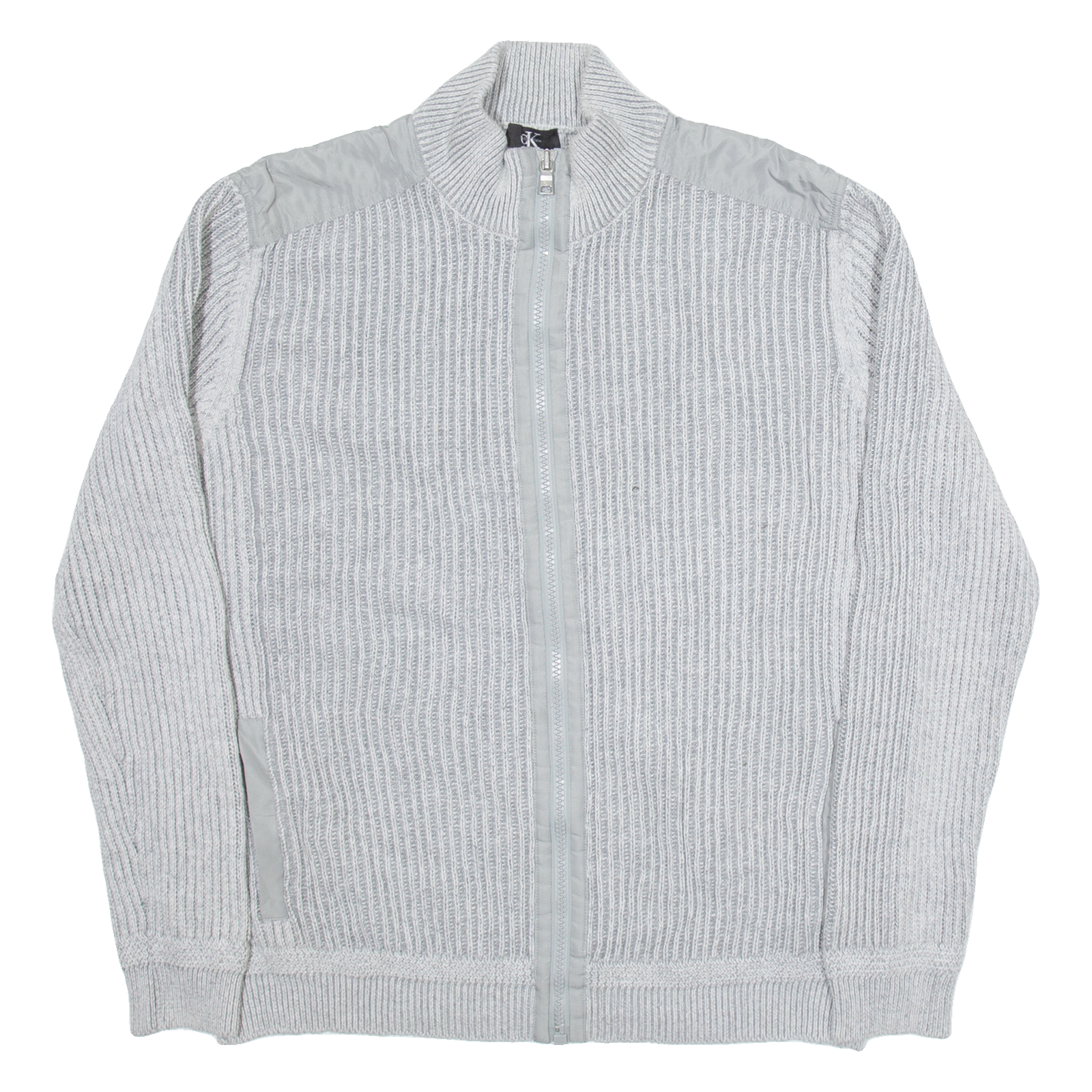 CALVIN KLEIN Mens Jumper Grey Tight Knit L Refurbished - N/A refurbished available on Cerqular