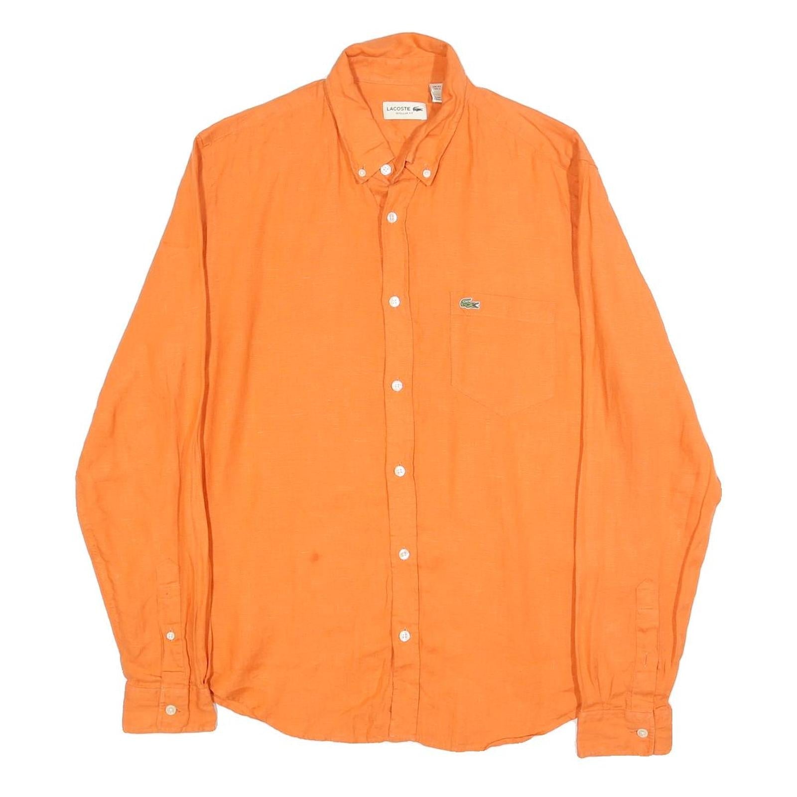 Buy LACOSTE Mens Orange Linen Shirt L Button Down Collar Long Sleeve Casual Refurbished - $36.39 LACOSTE Mens Orange Linen Shirt L Button Down Collar Long Sleeve Casual Refurbished - N/A refurbished available on Cerqular
