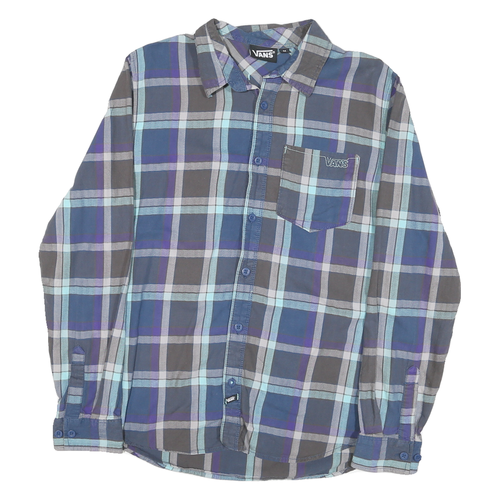 Buy VANS Mens Blue Grey Plaid Shirt M Cotton Blend Long Sleeve Button Closure Refurbished - $45.49 VANS Mens Blue Grey Plaid Shirt M Cotton Blend Long Sleeve Button Closure Refurbished - N/A refurbished available on Cerqular