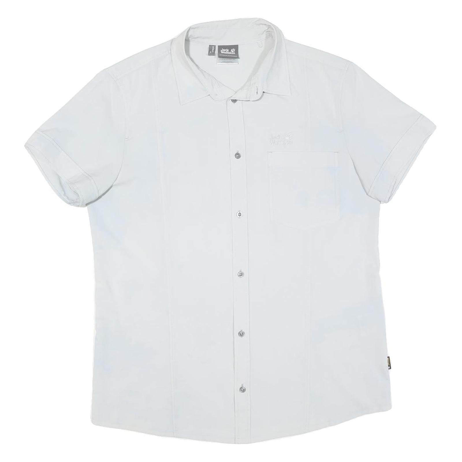 JACK WOLFSKIN Mens White Short Sleeve Shirt L Lightweight Button Casual Refurbished - N/A refurbished available on Cerqular
