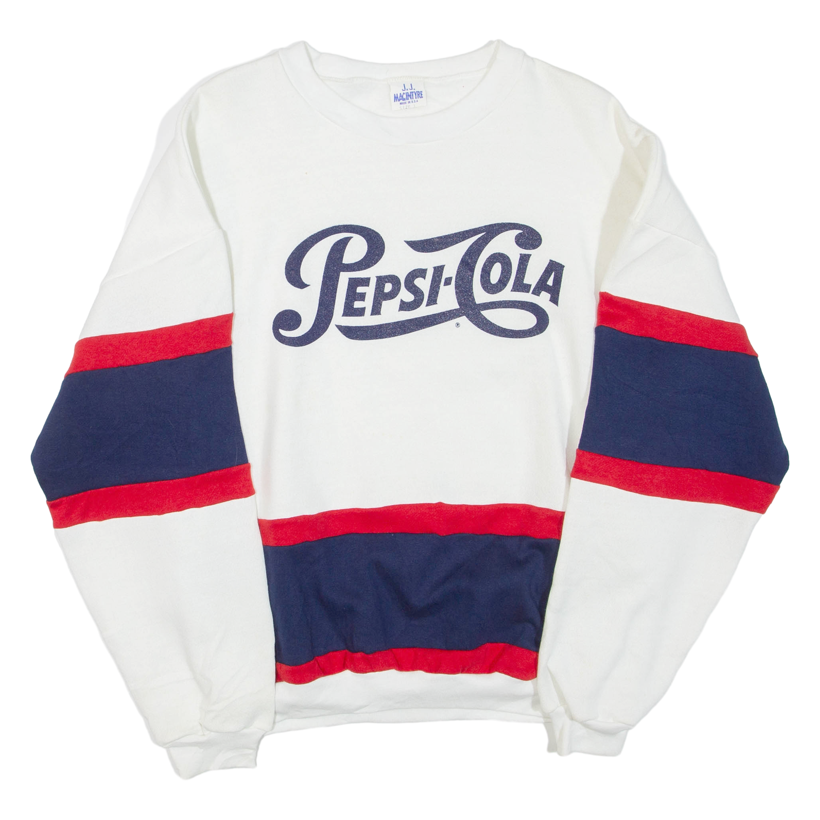 J.J MACINTYRE Pepsi Cola Mens Sweatshirt White Crew Neck L Refurbished - N/A refurbished available on Cerqular