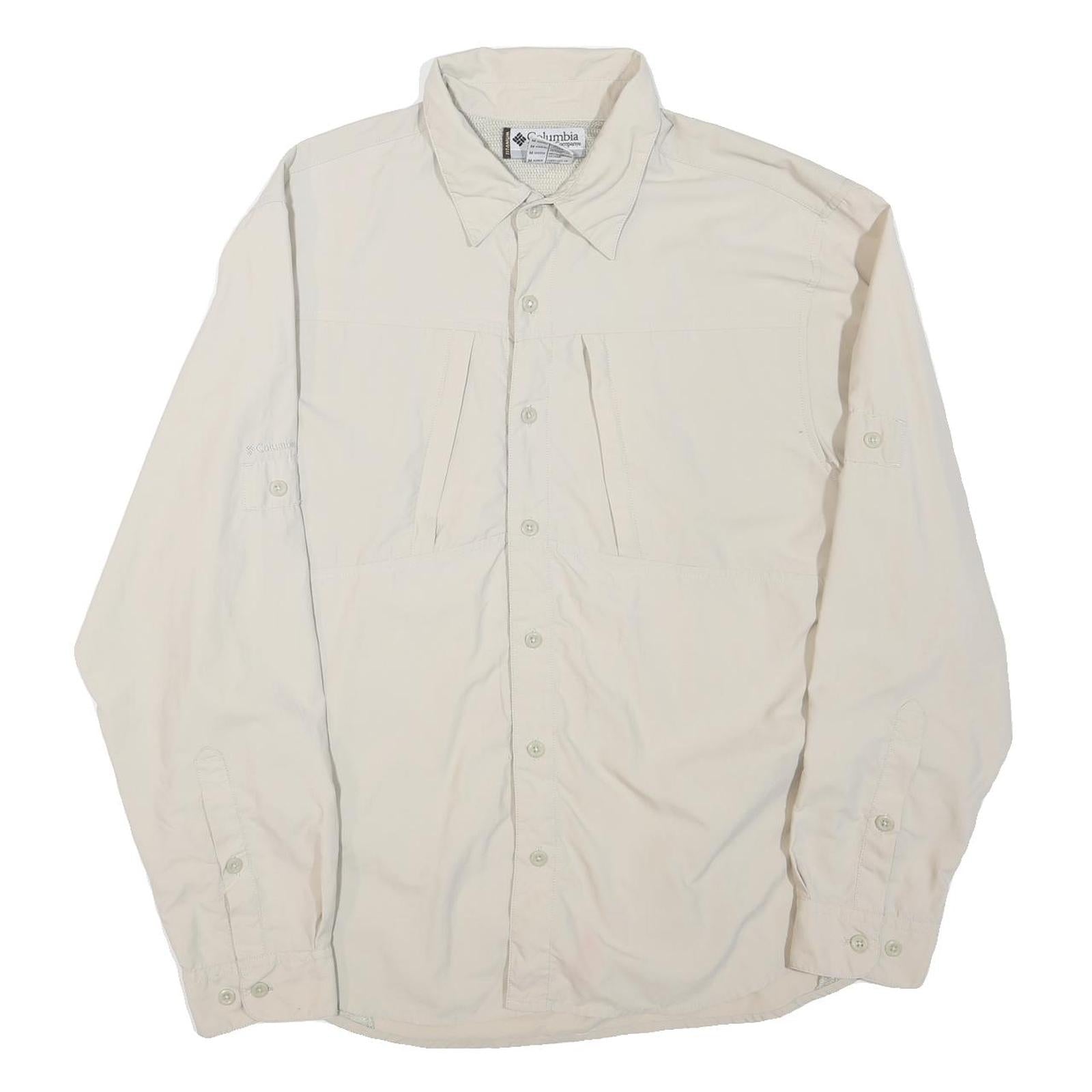 COLUMBIA Mens Cream Outdoor Long Sleeve Shirt M Cotton Blend Breathable Refurbished - N/A refurbished available on Cerqular