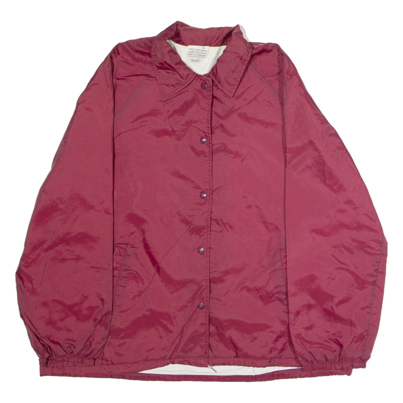 SEARS Mens Coach Jacket Maroon Nylon 80s XL Refurbished - N/A refurbished available on Cerqular