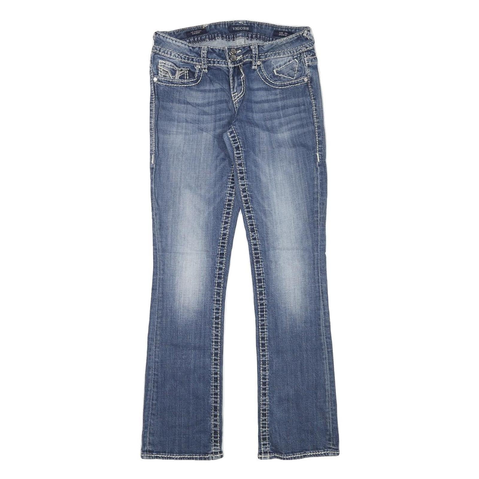 VIGOSS Womens Jeans Blue Slim Straight Denim Medium W28 L31 Stylish Detailed Refurbished - N/A refurbished available on Cerqular