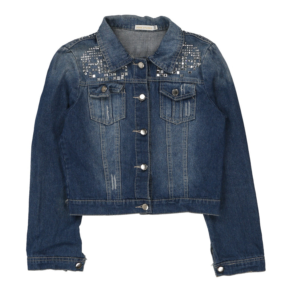 Buy Pink Studio Denim Jacket - Small Blue Cotton Refurbished - $16.87 Pink Studio Denim Jacket - Small Blue Cotton Refurbished - Thrifted (note: this is a term often used to describe second- refurbished available on Cerqular