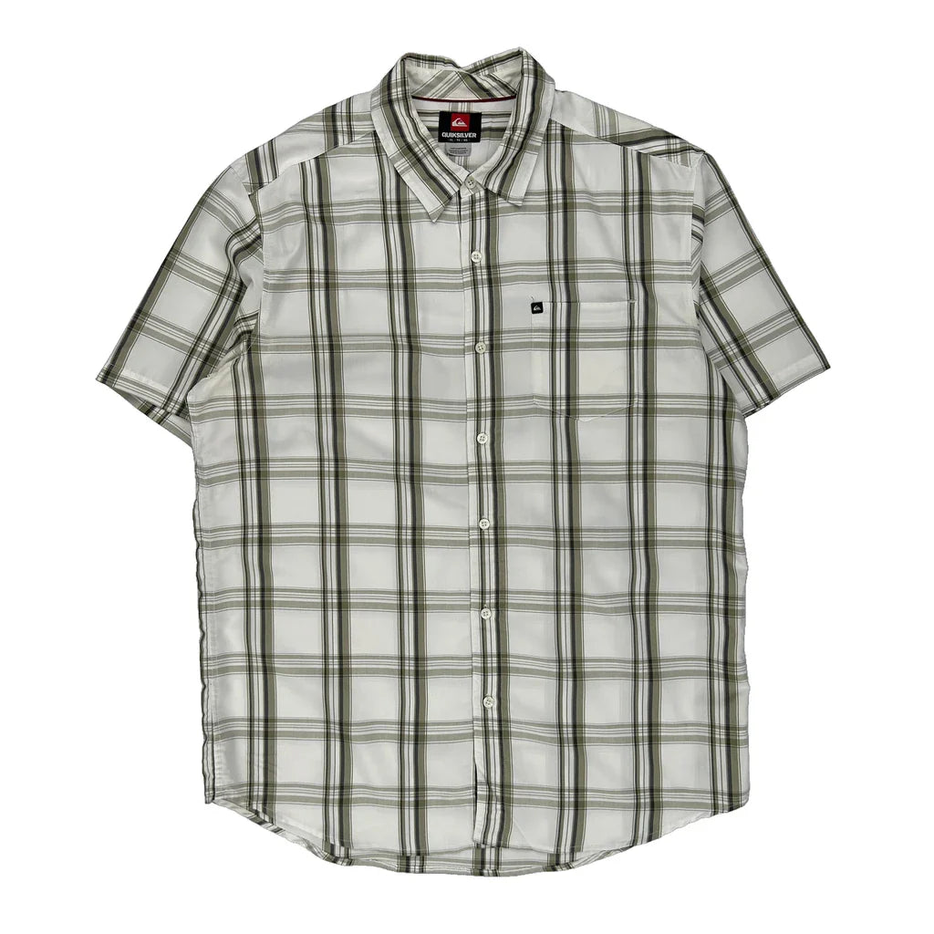 Quiksilver Checked Short Sleeve Shirt - XL Green Cotton Refurbished - Thrifted (note: this is a term often used to describe second- refurbished available on Cerqular