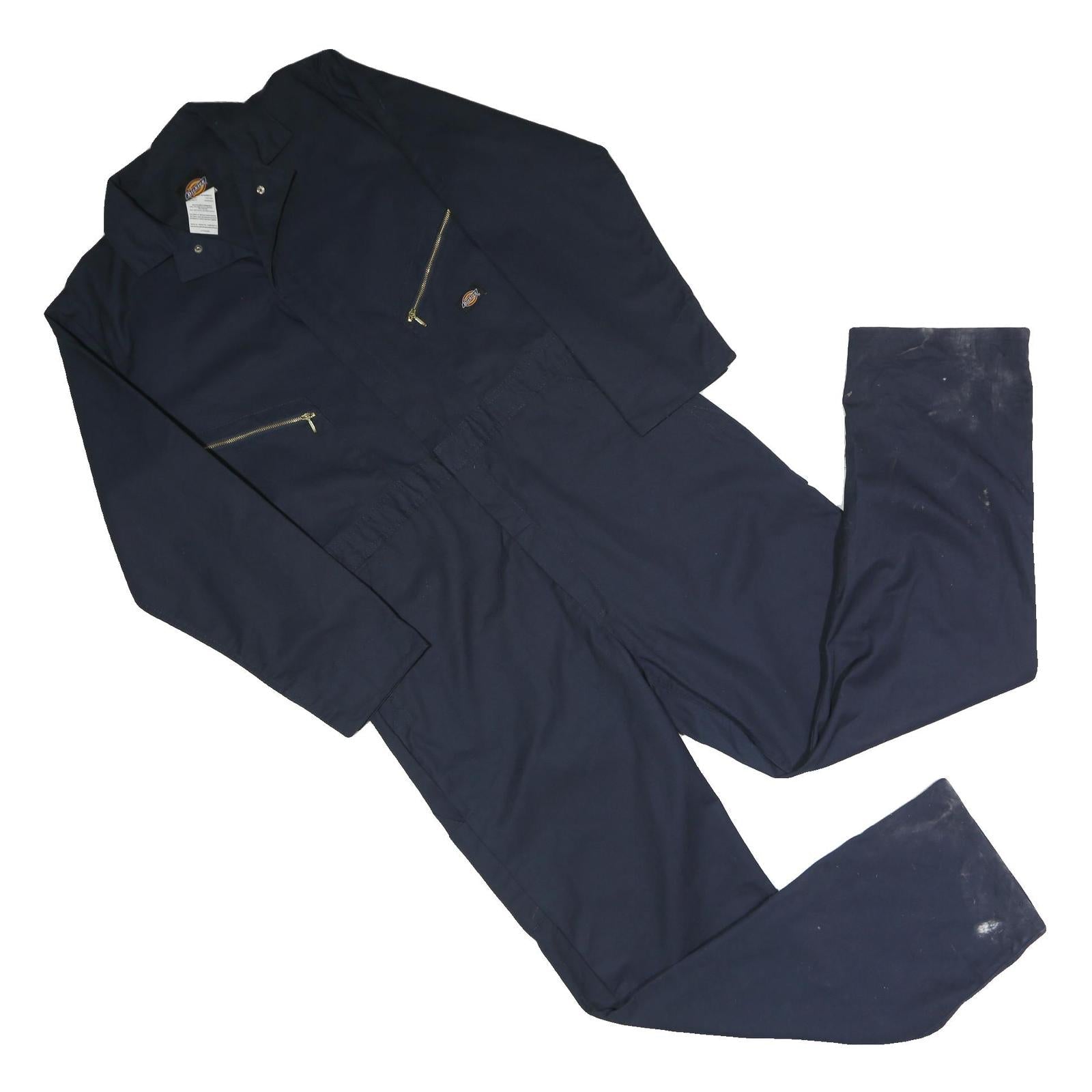 DICKIES Mens Navy Blue Dungarees Regular Polyester Blend L W40 L32 Workwear Refurbished - N/A refurbished available on Cerqular