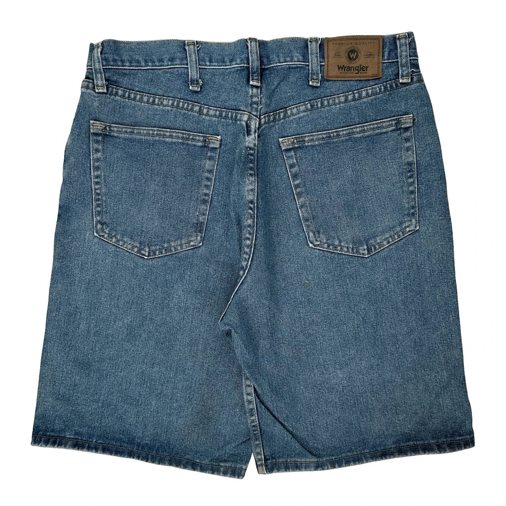 Wrangler Denim Shorts - 32W 10L Blue Cotton Refurbished - Thrifted (note: this is a term often used to describe second- refurbished available on Cerqular