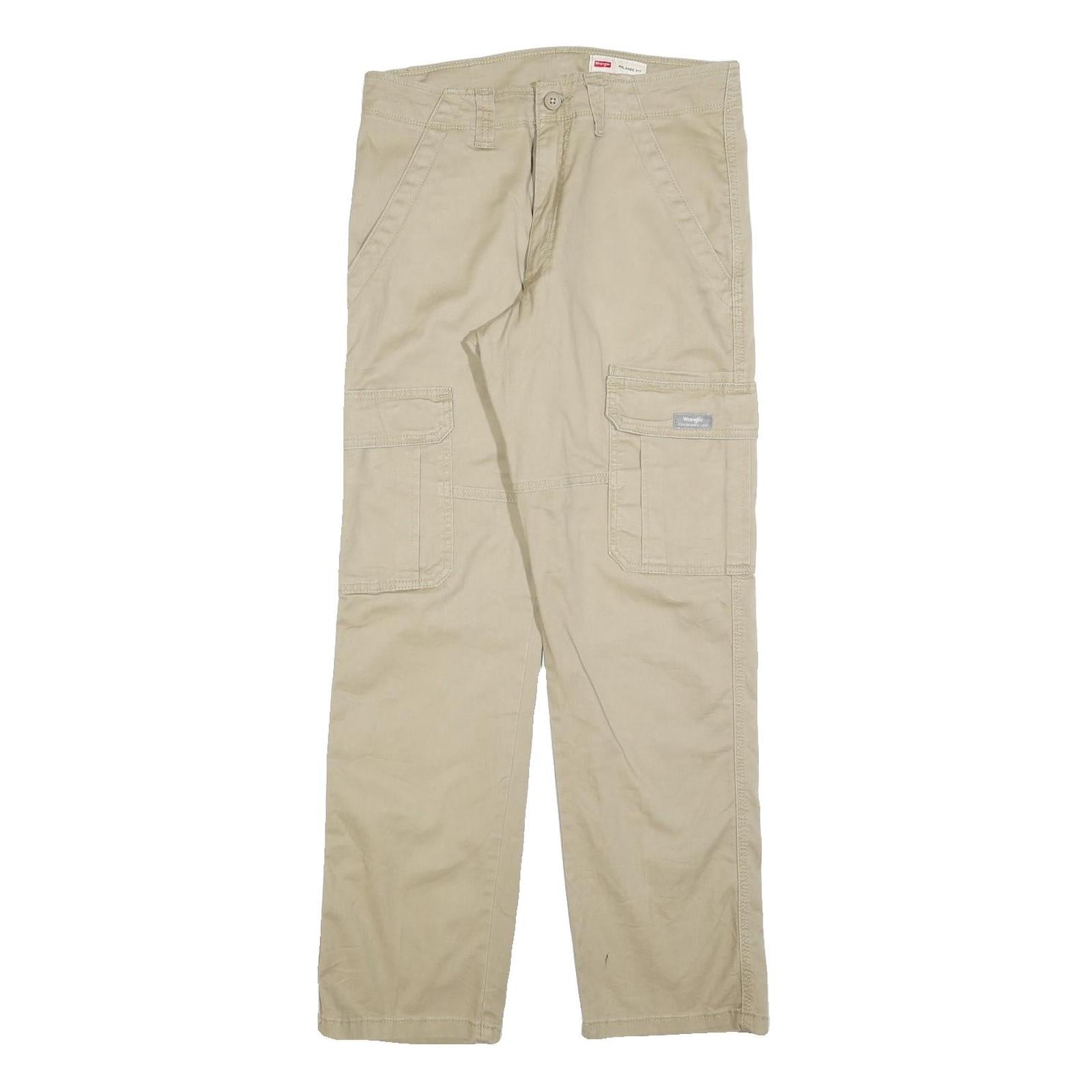 WRANGLER Mens Cotton Blend Beige Relaxed Cargo Trousers W30 L30 Utility Pockets Refurbished - N/A refurbished available on Cerqular