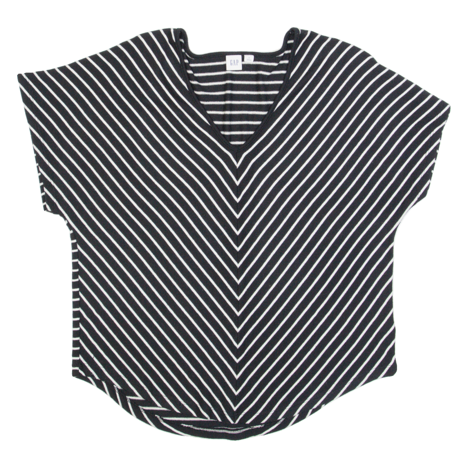 GAP Womens Printed Top Black V-Neck Striped M Refurbished - N/A refurbished available on Cerqular