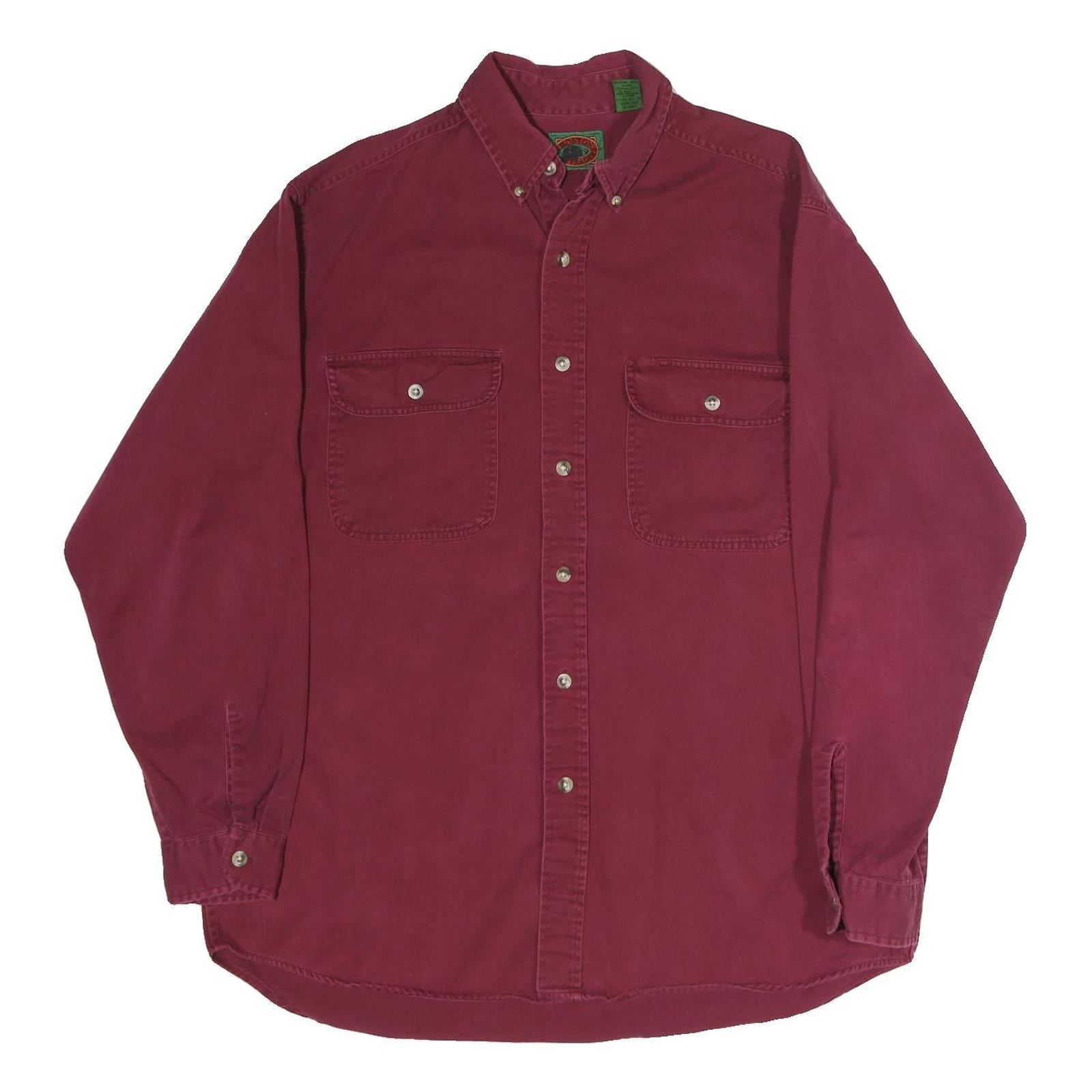 BOSTON TRADERS Mens Maroon Cotton Shirt M Button-Down Collar Long Sleeve Casual Refurbished - N/A refurbished available on Cerqular