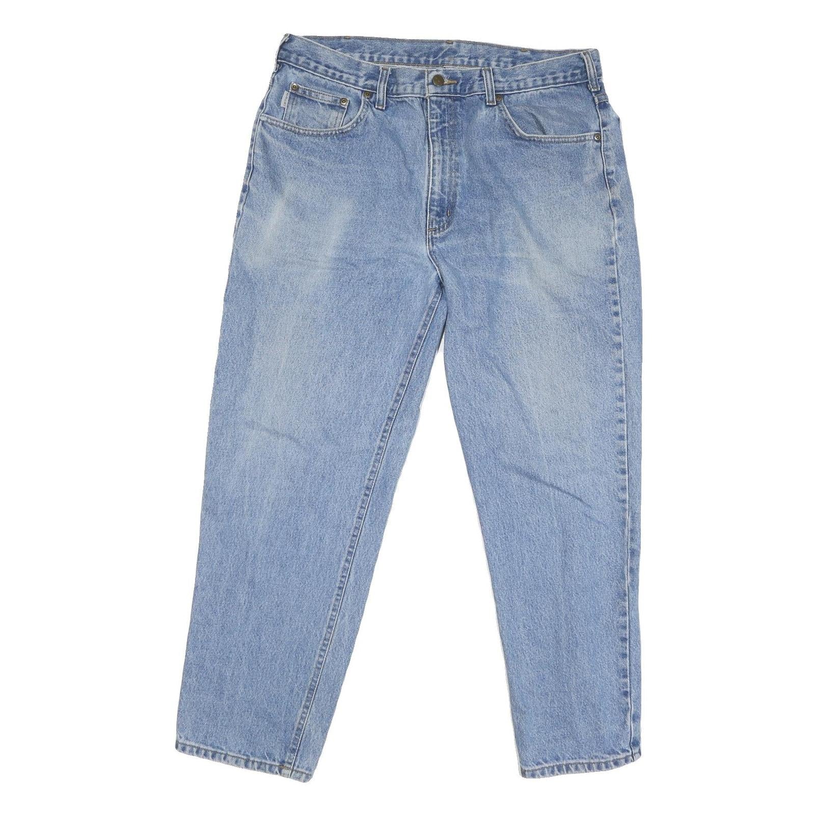 CARHARTT Mens Regular Fit Light Blue Cotton Blend Denim Jeans W38 L30 Zip Refurbished - N/A refurbished available on Cerqular