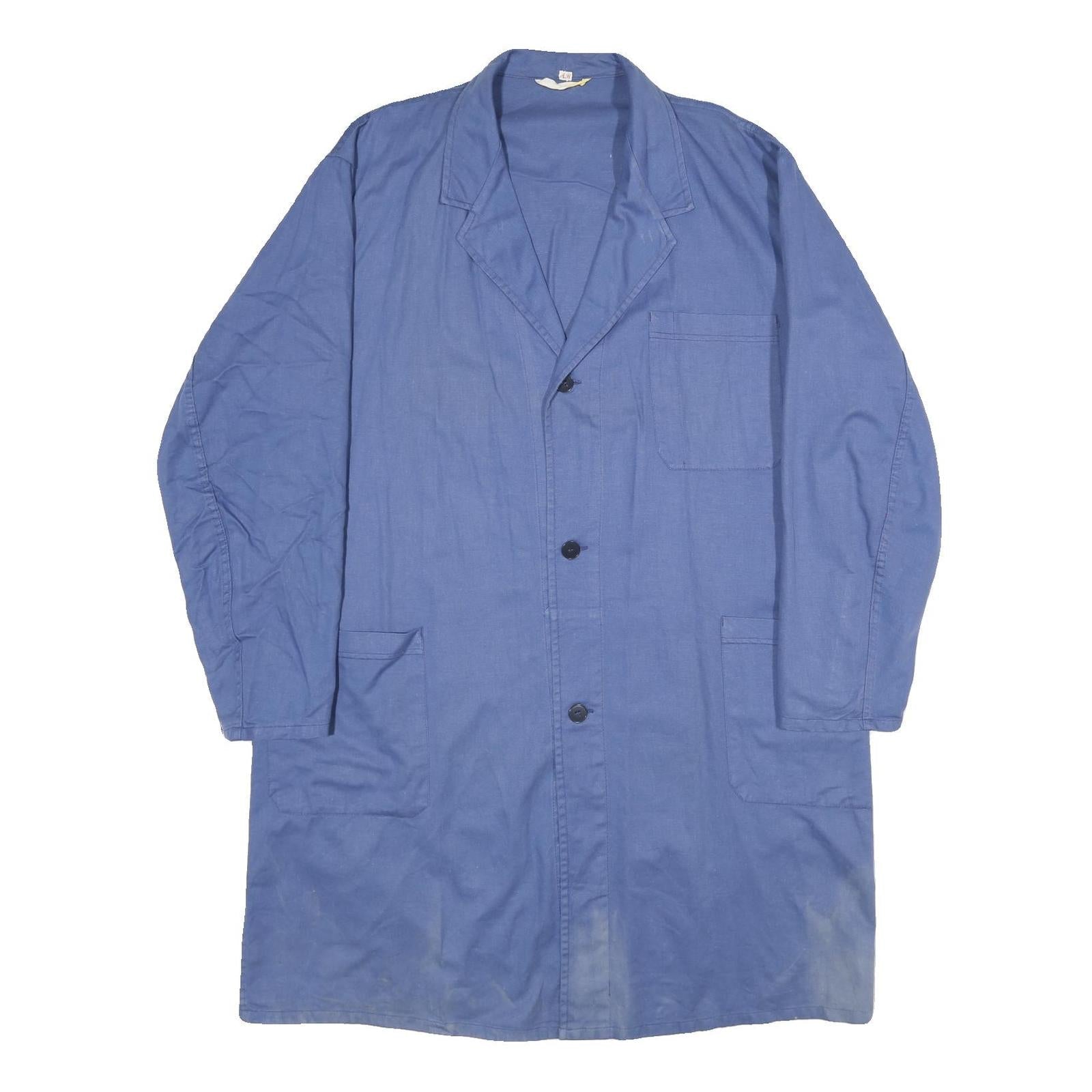 Mens Blue Cotton Button Jacket 2XL Classic Plain Long Sleeve Workwear Refurbished - N/A refurbished available on Cerqular