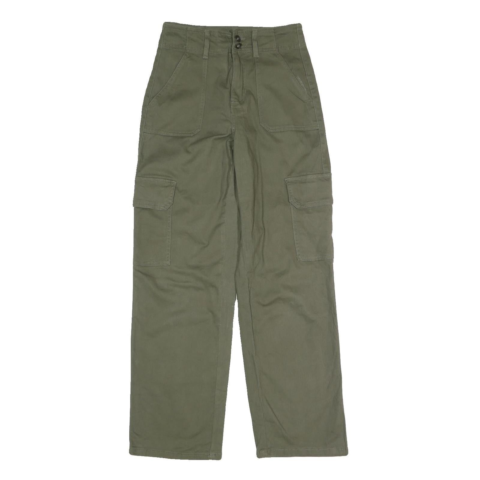 RE Womens Cotton Blend Green Regular Cargo Trousers W27 L29 Button Closure Refurbished - N/A refurbished available on Cerqular
