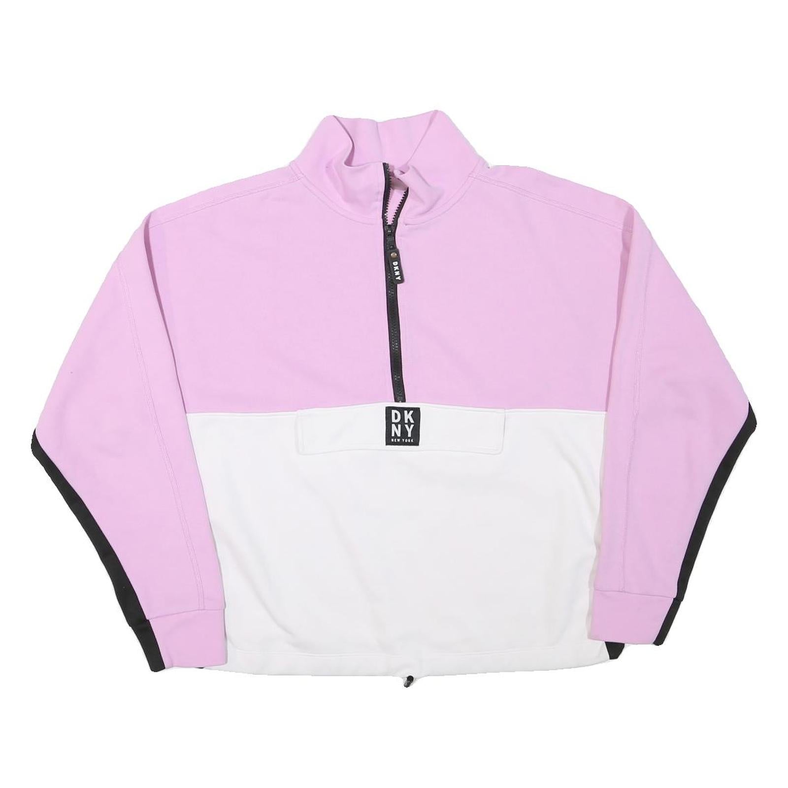 DKNY Womens Pink & White Colourblock Half Zip L Sweatshirt Outerwear Refurbished - N/A refurbished available on Cerqular